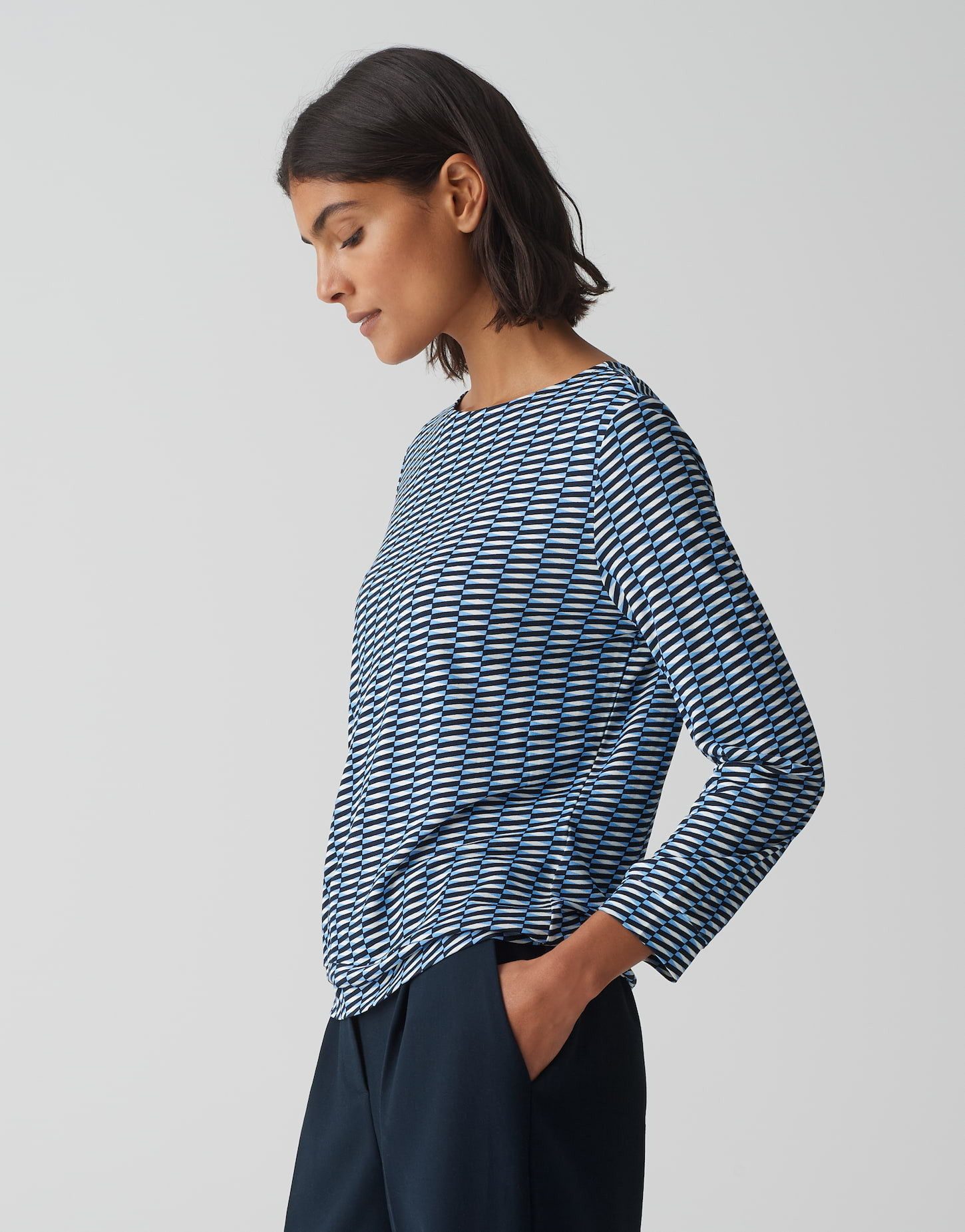OPUS 3/4-Arm-Shirt Printshirt SUSTA Regular aus fließender Viskose