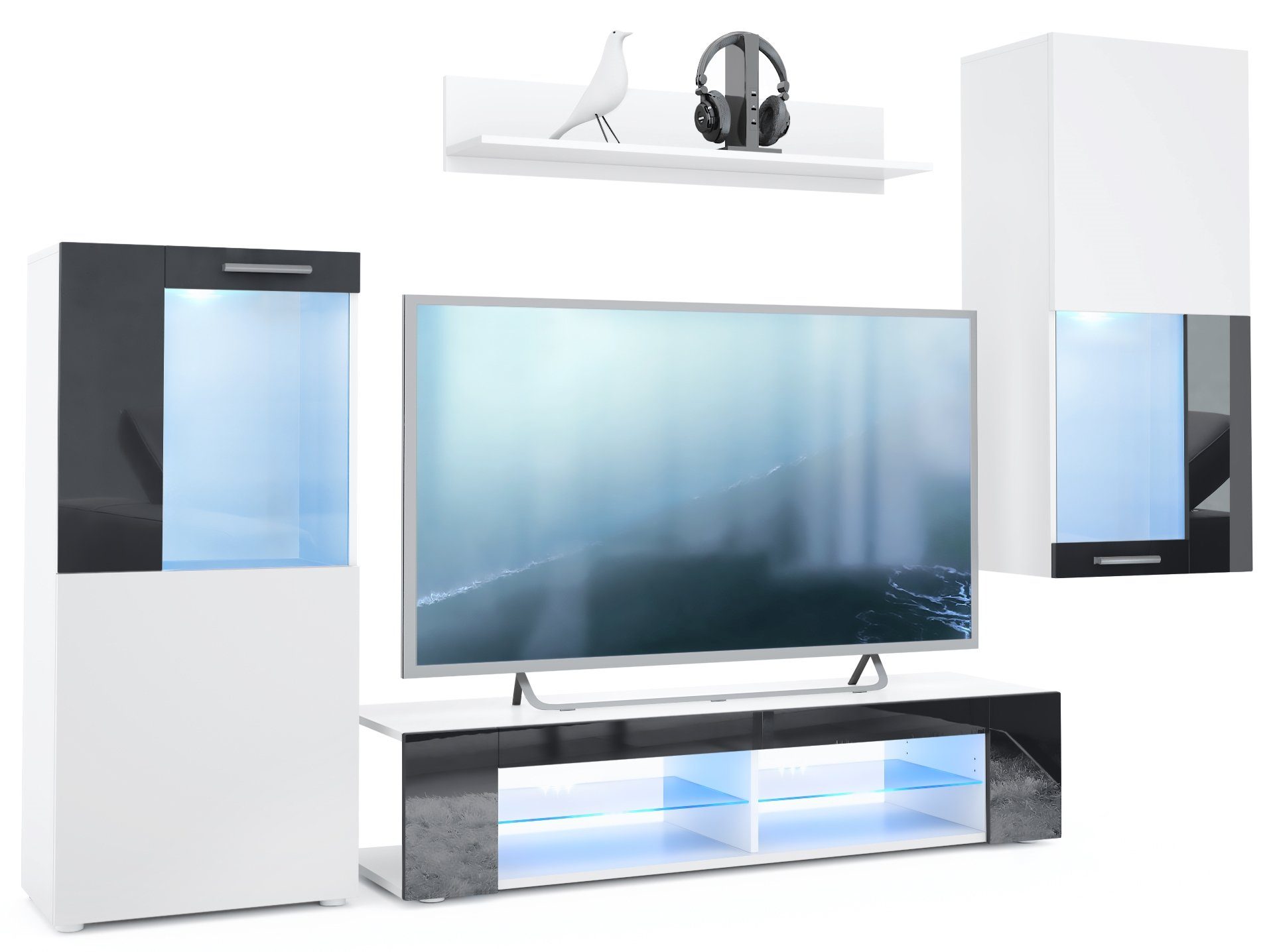 Vladon Wohnwand Movie, (Anbauwand, bestehend aus 1 TV-Board, 2 Vitrinen und günstig online kaufen