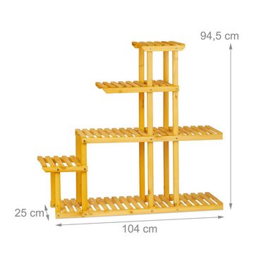 relaxdays Blumentisch XL Blumenregal Holz mit 5 Etagen, Orange