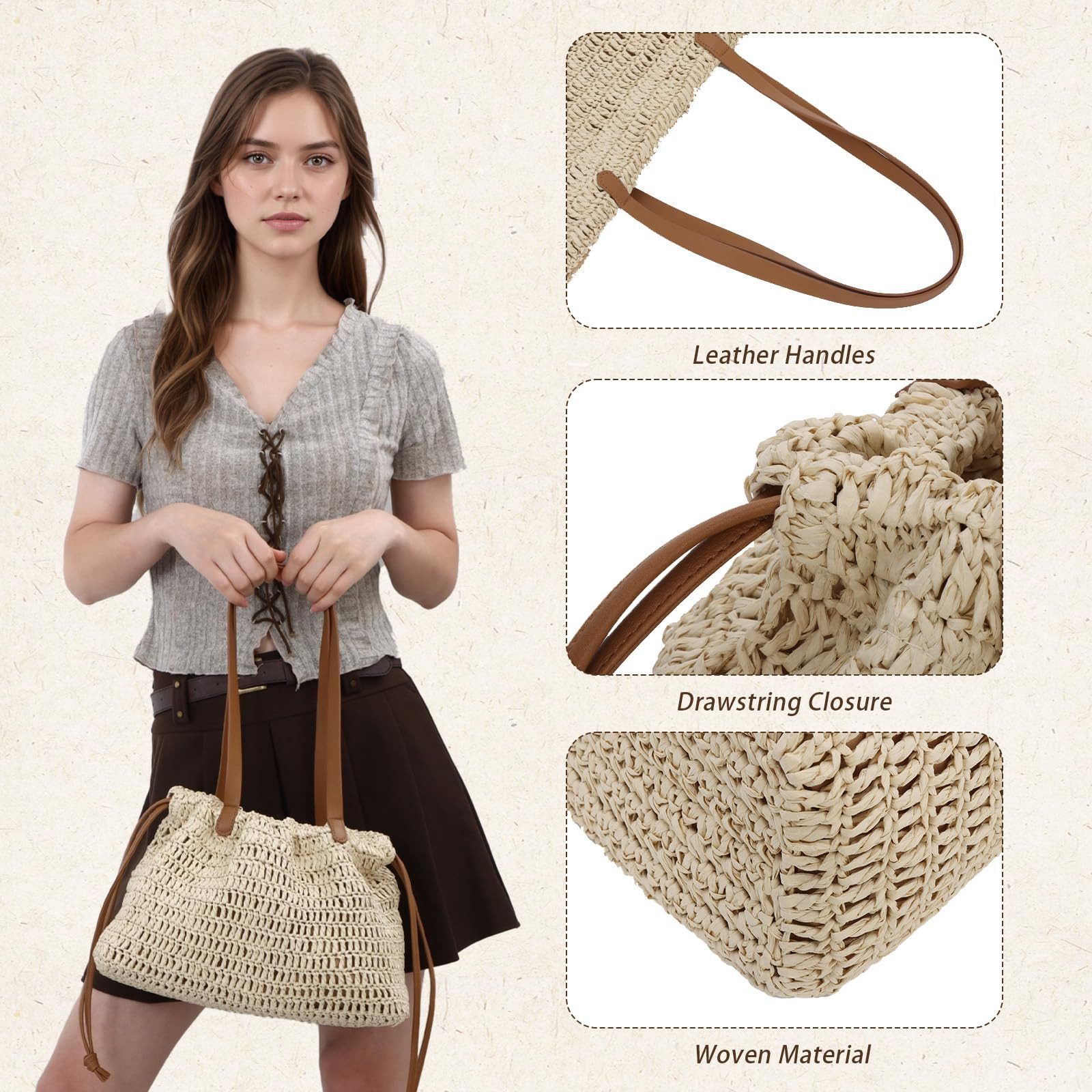 RWEUOQ Strandtasche Women's Straw Bag Strandtasche, günstig online kaufen
