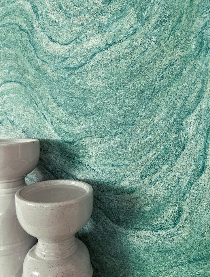 Newroom Vliestapete Hava Turquoise Tapete Marmoroptik Marmor,Stein,Farbverlauf, Türkis Tapete Modern Marmor - Marmortapete Luxus Grün Blau 3D Optik Luxuriös Stein Farbverlauf für Wohnzimmer Schlafzimmer Küche, Marmortapete