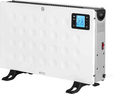 ECG Konvektor TK 2080 DR White, 2000 W, Stufenlos regulierbarer Thermostat, Eingebauter Ventilator für eine schnellere Wärmeströmung im Raum, Einstellung der Heizung via 24-Stunden-Timer