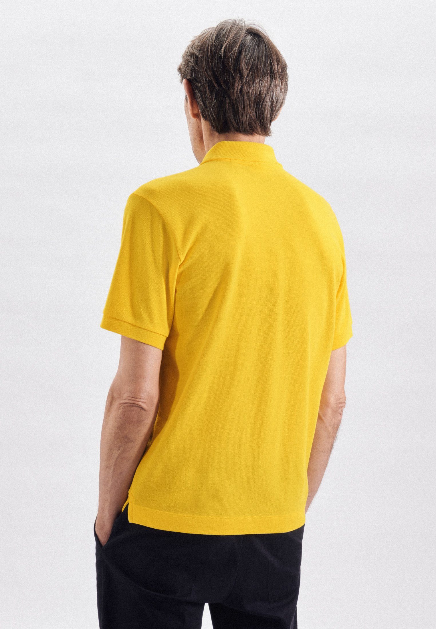 Kurzarm Kragen Regular seidensticker Uni Gelb Poloshirt