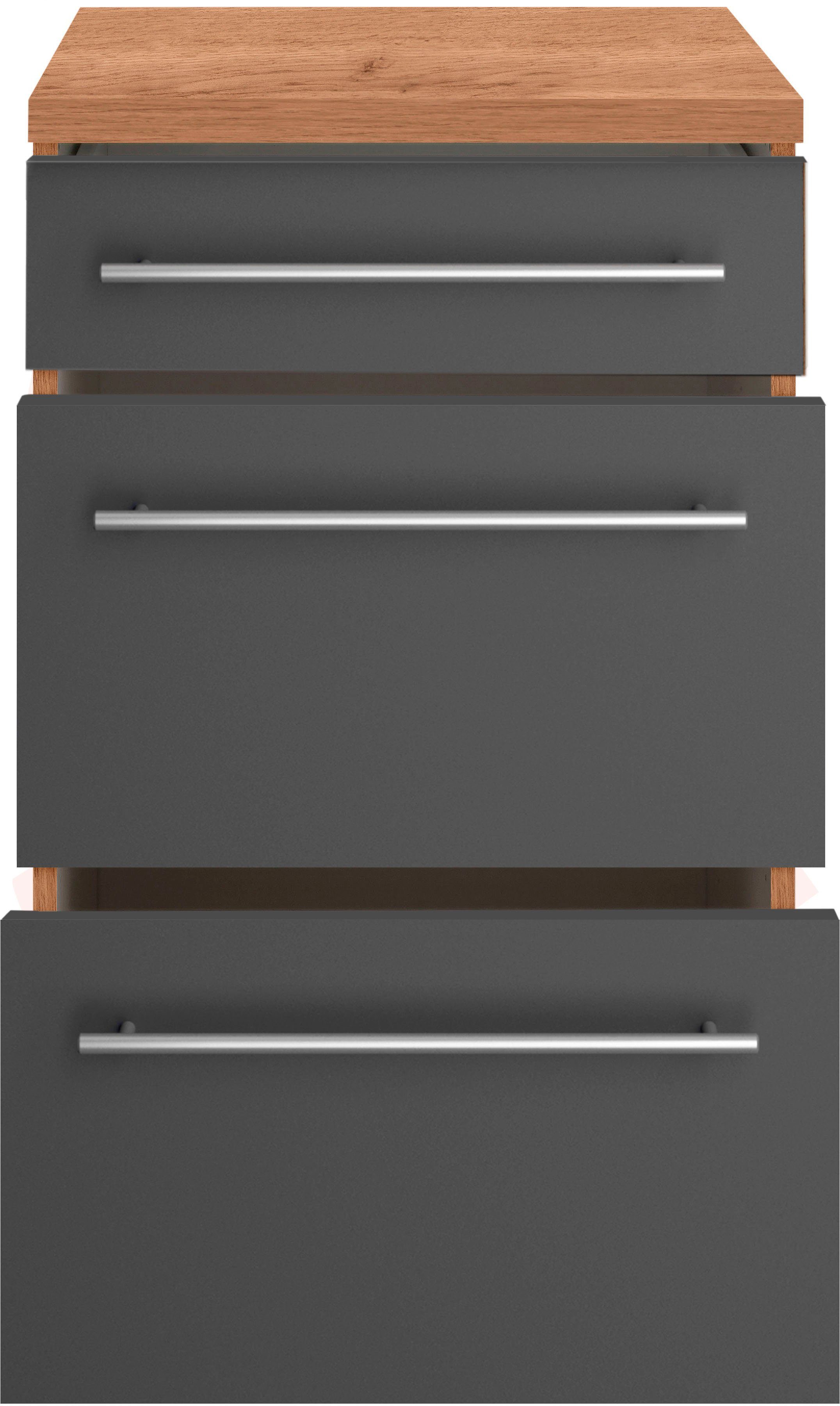 KOCHSTATION Unterschrank KS-Wien Breite 50 cm, mit 1 Schubkasten und 2 Ausz günstig online kaufen