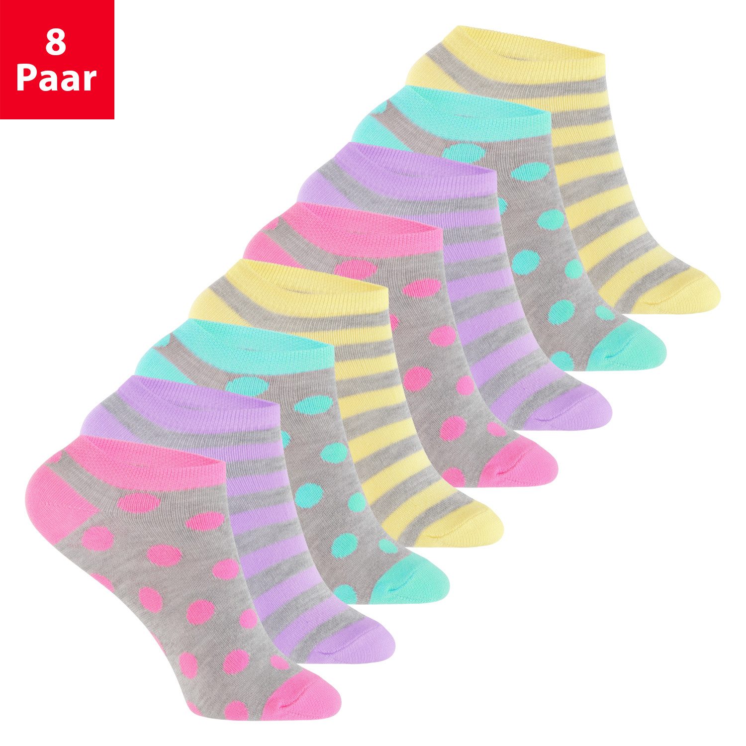 Footstar Kurzsocken Kinder Socken (8 Paar) für Mädchen & Jungen bunt