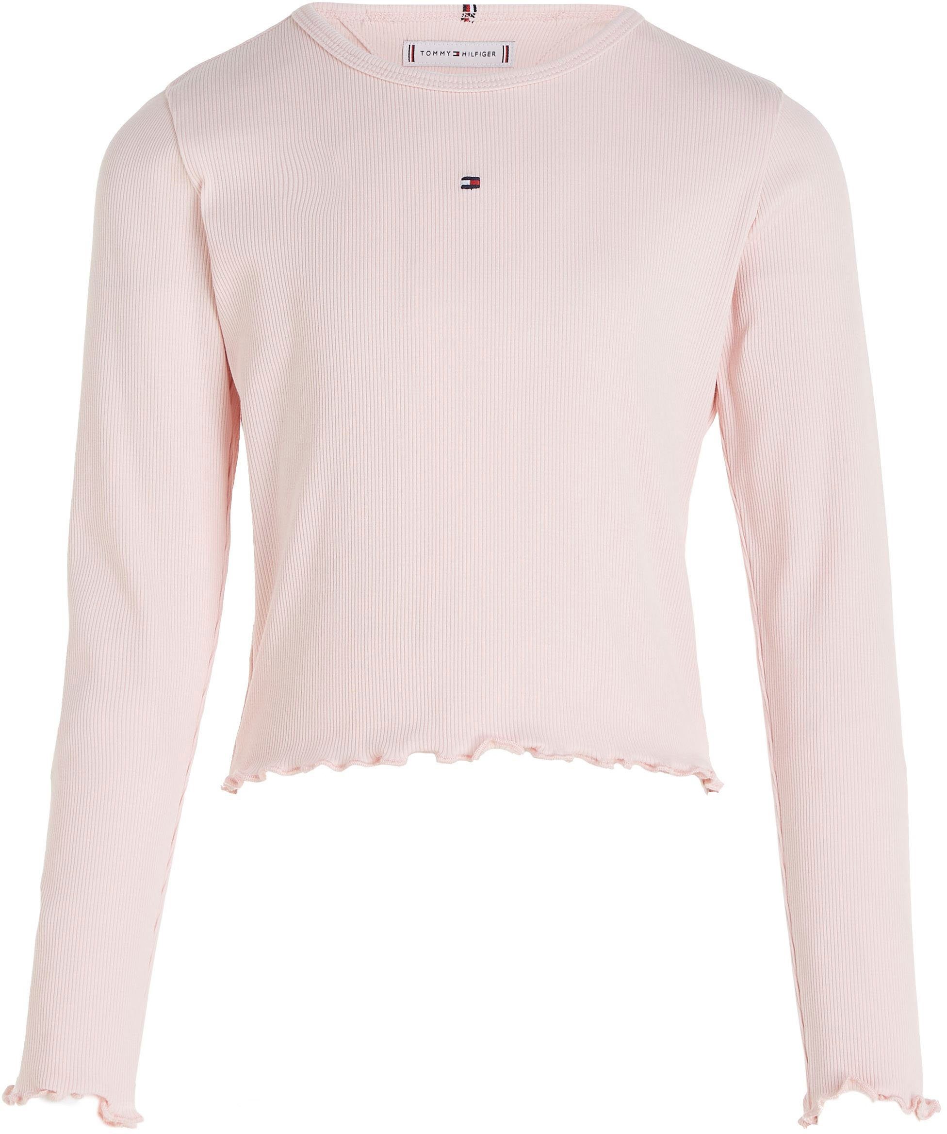 Tommy TOP Rippenstruktur RIB leichter L/S ESSENTIAL in Langarmshirt Hilfiger Whimsy_Pink