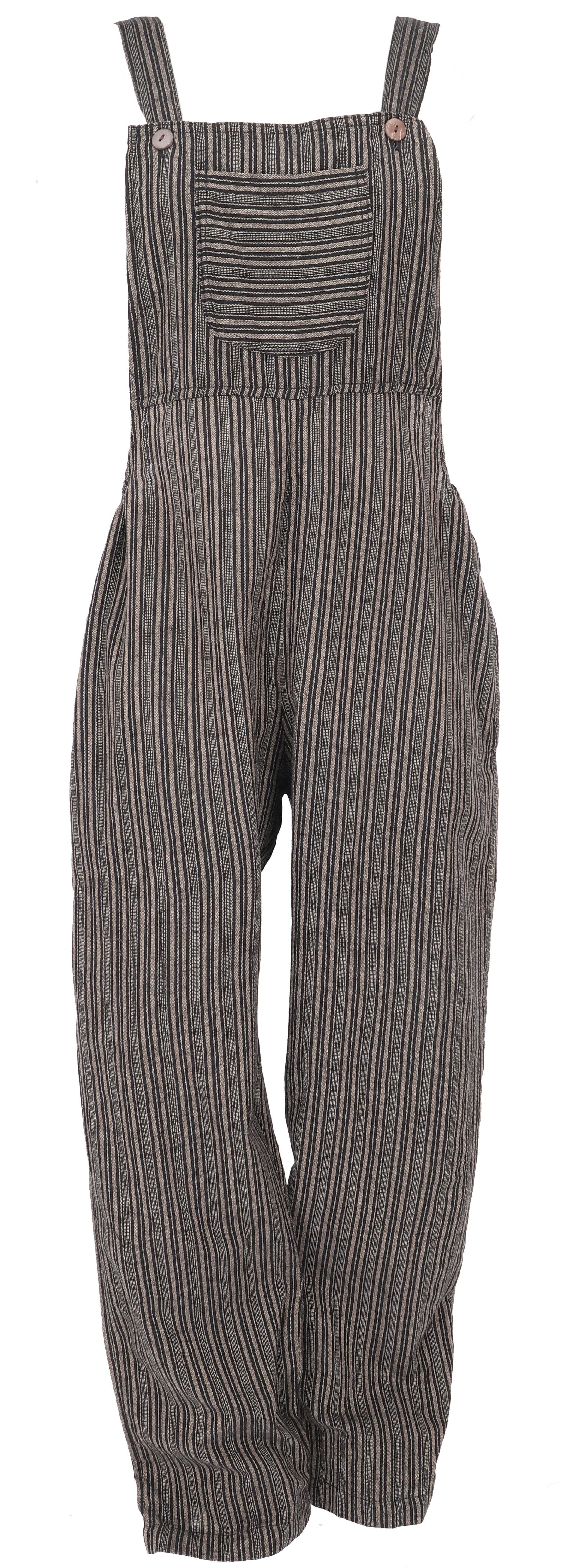 Guru-Shop Relaxhose Luftige Latzhose, gestreifter Ethno Style Boho.. alternative Bekleidung