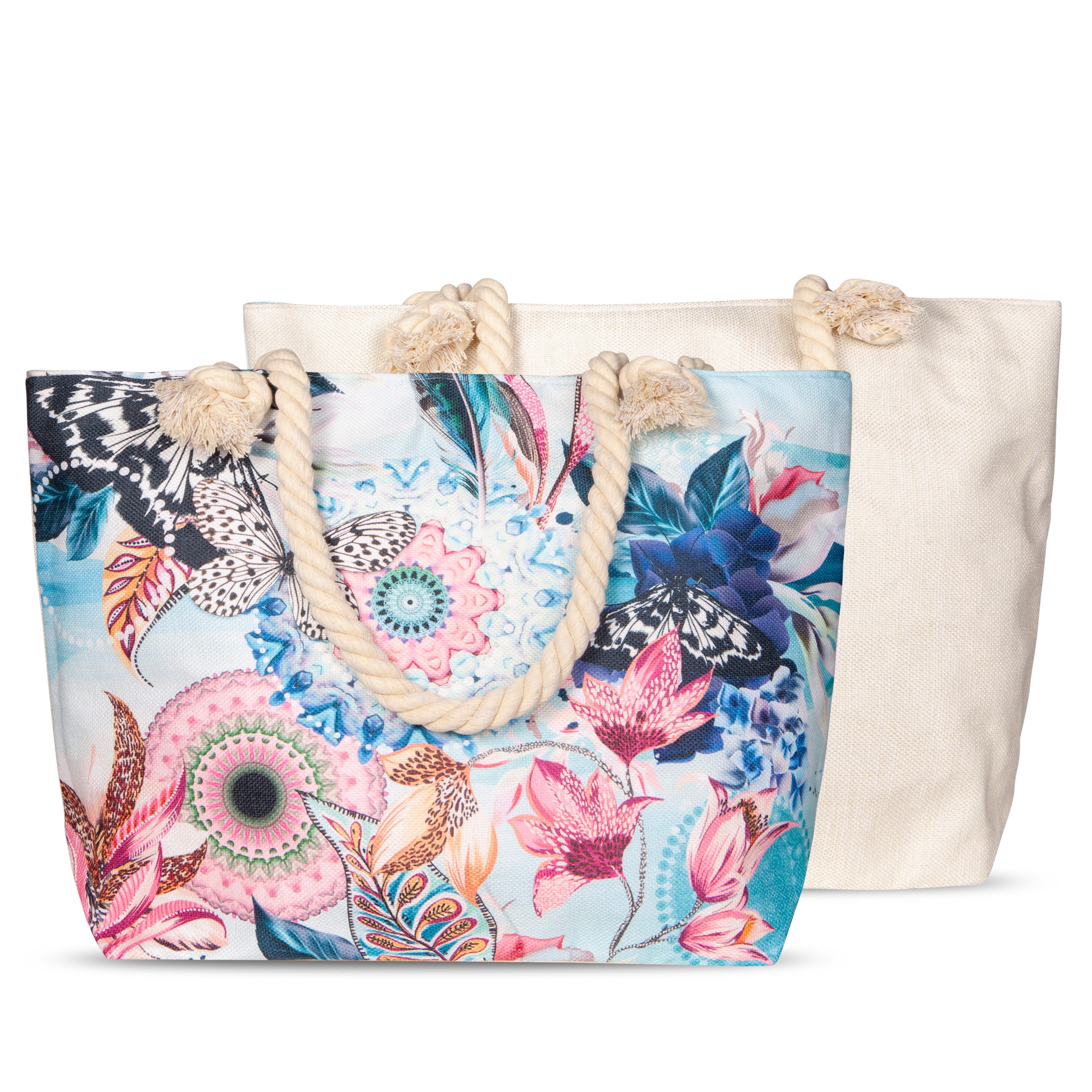 hip Freizeittasche Tasche 43x60 cm Gewebtes Polyester Maximilian Mandala's und Blumen bl (Spar-Set, 1-tlg., Set), 1 x Tasche HIP 43x60 cm blau