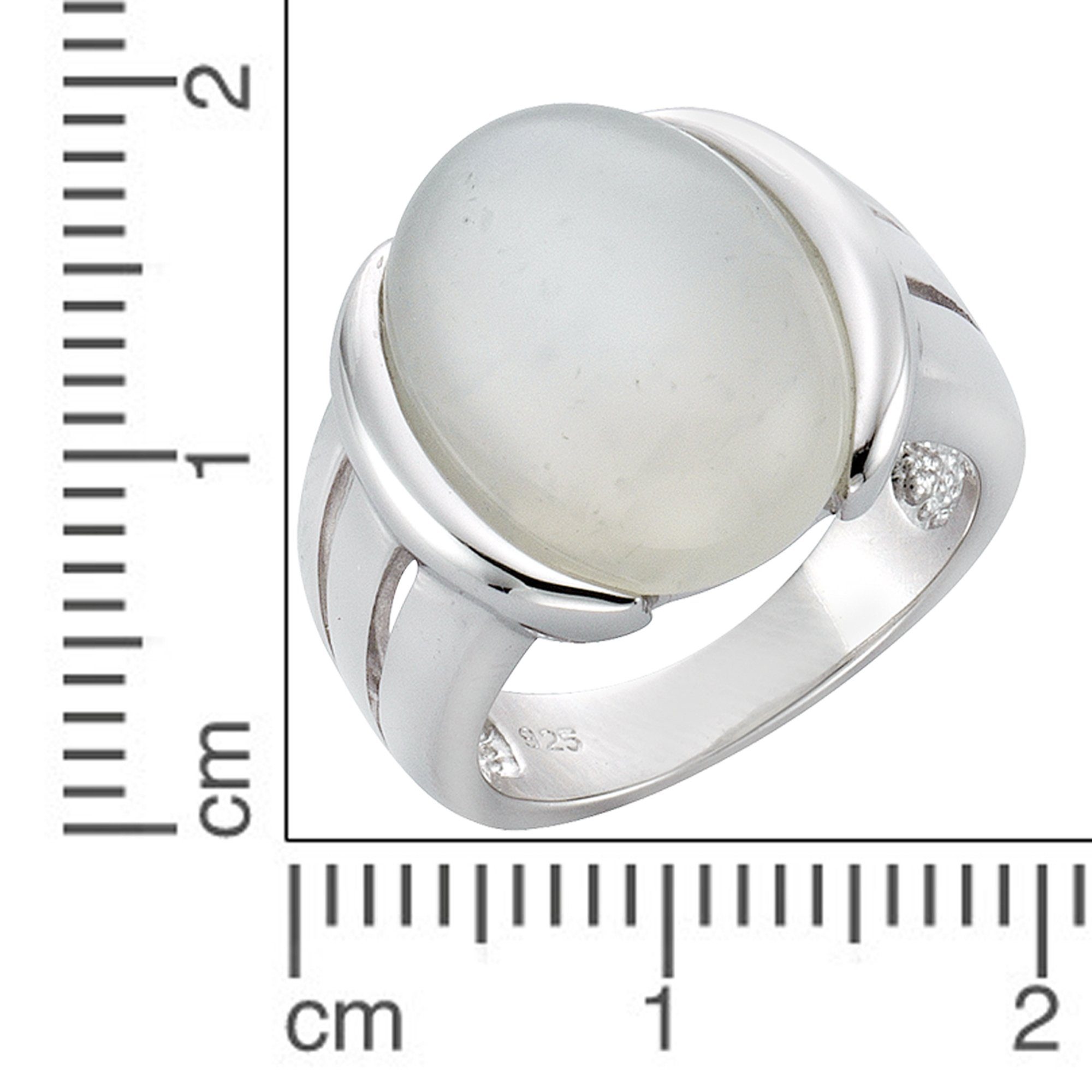 Zeeme Fingerring Silber 925 rhodiniert mit echtem Mondstein 16x12mm günstig online kaufen