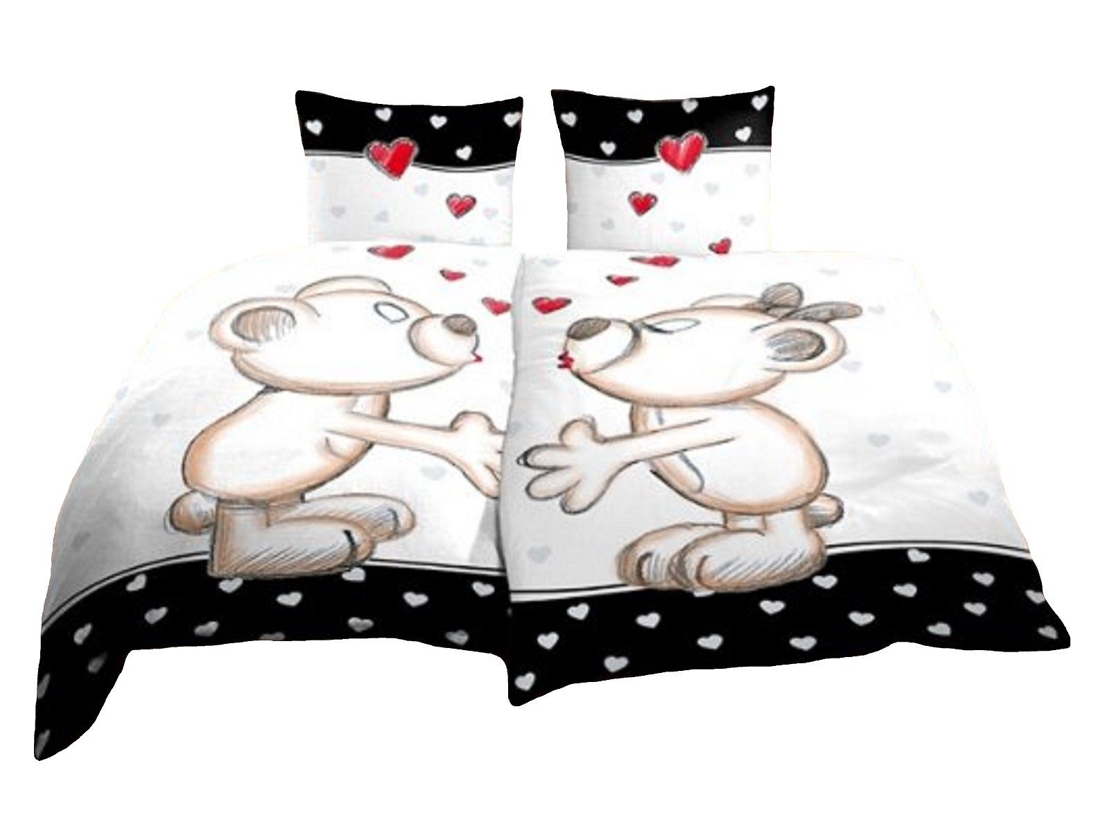 One Home Partnerbettwäsche Bärchen in Love, Mikrofaser, 4 teilig, mit Reißv günstig online kaufen