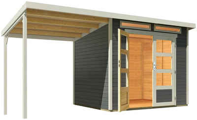Wolff Gartenhaus Venlo XS Titangrau mit SD Elfenbeinweiß, BxT: 412x236 cm, mit Seitendach
