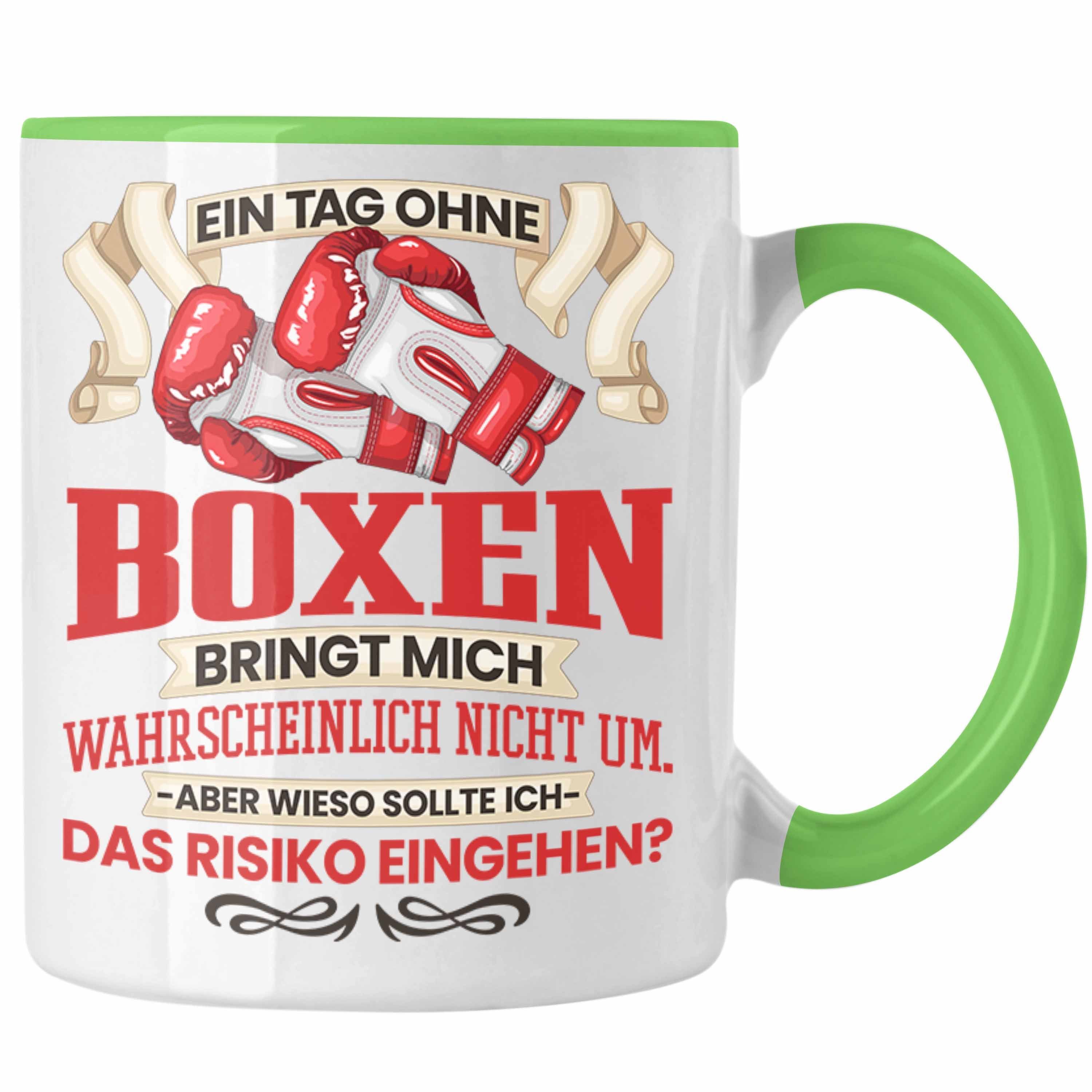 Trendation Tasse Boxen Tasse Geschenk Grün Spruch Kampfsport Boxer Geschenkidee