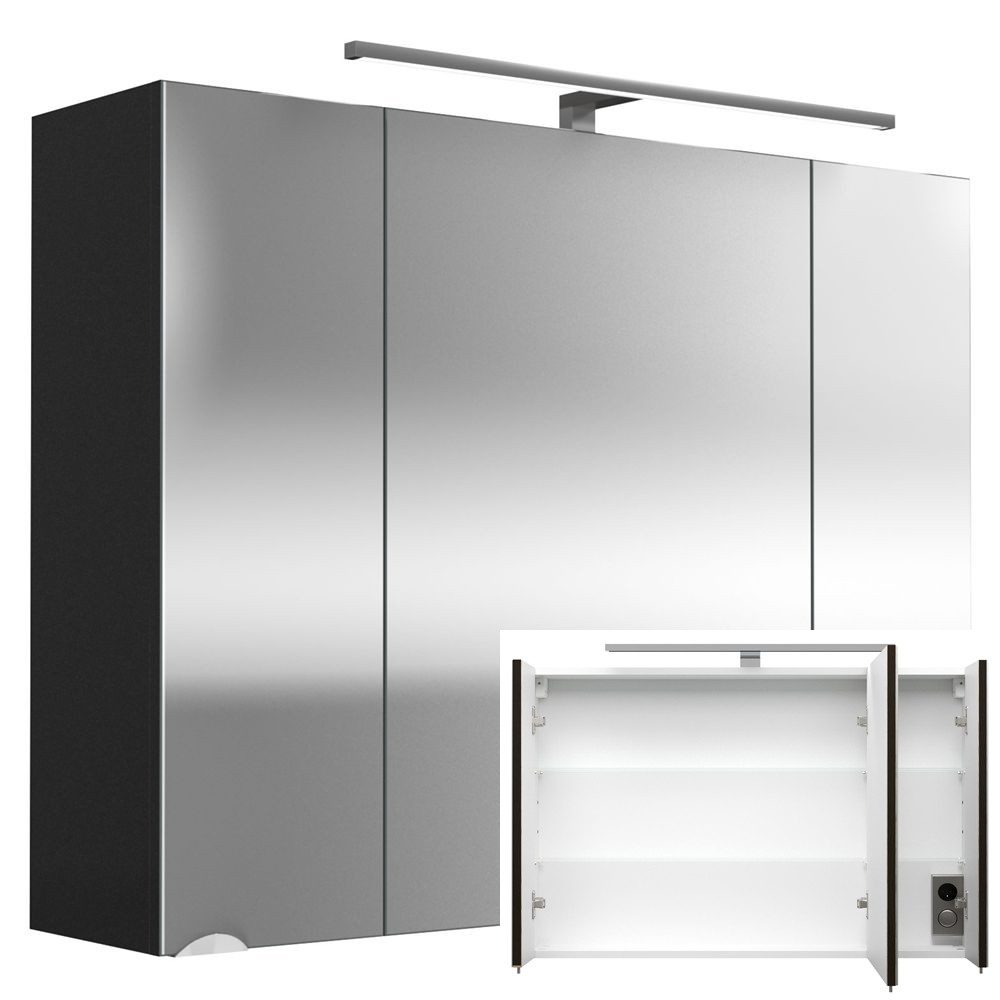 Lomadox Spiegelschrank RIMAO-100 90cm anthrazit mit LED-Beleuchtung, B/H/T günstig online kaufen