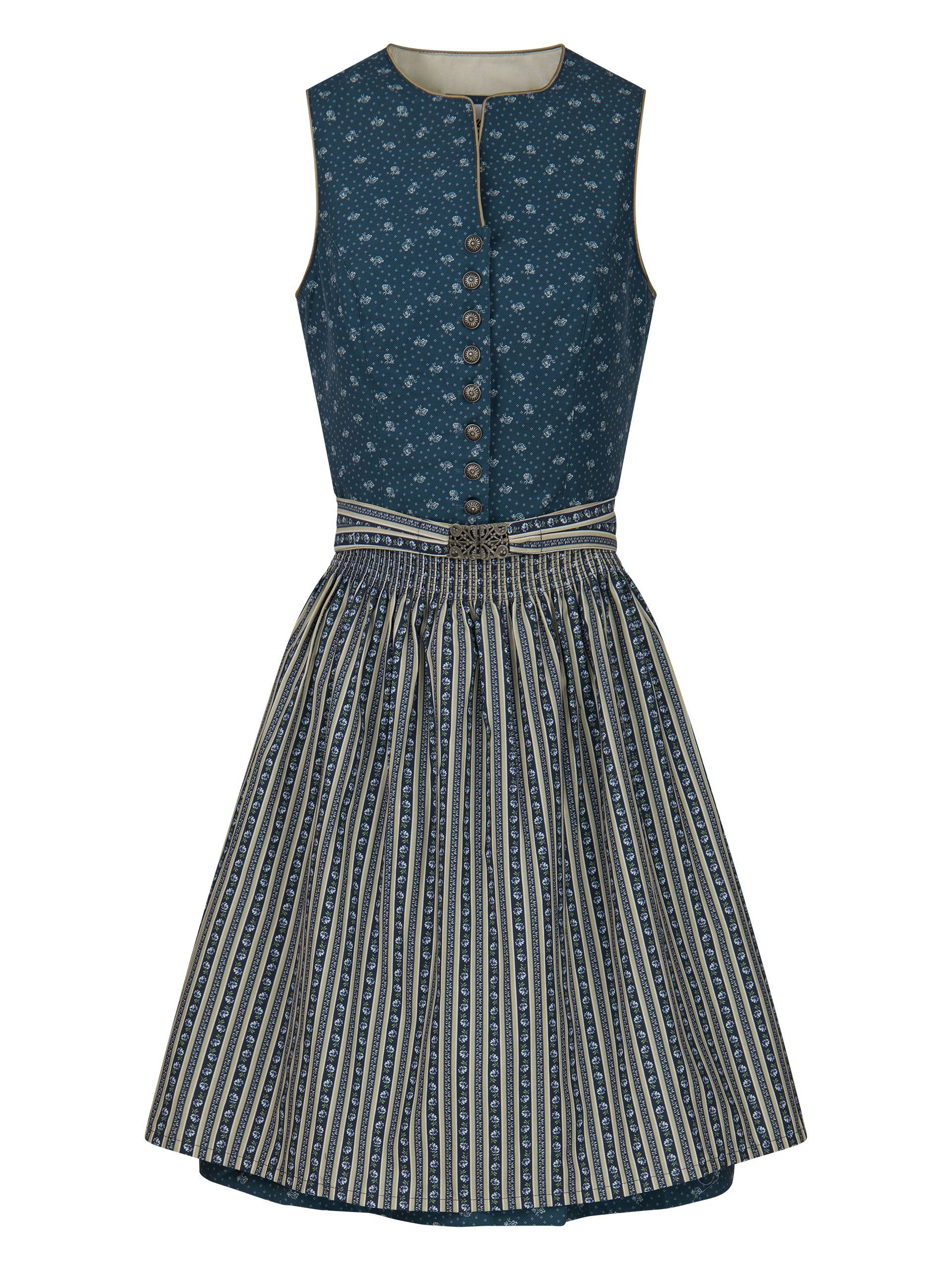 FUCHS Dirndl Midi Dirndl Carla blau (2-tlg) blau