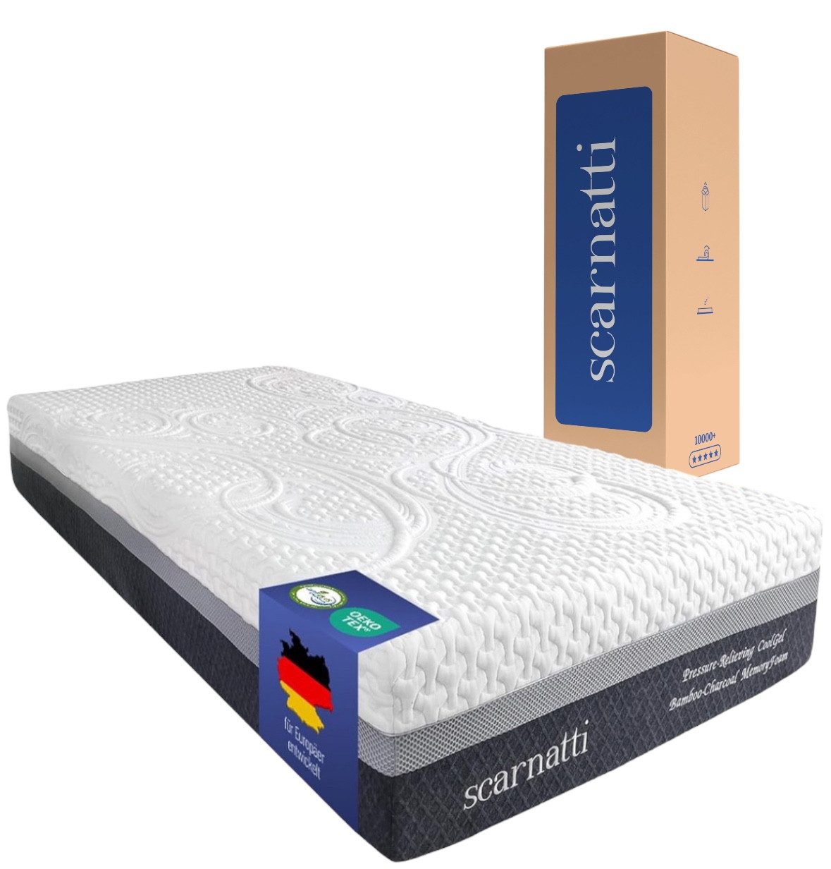Visco-Matratze Visco Matratze 140x200 cm H3/H4, 7-Zonen Memory Foam Matratze, scarnatti, 27 cm hoch, (Viscomatratze, 2 Komfortseiten, CoolGel), 27 cm hoch, Wendematratze H3/H4, CoolGel Druckentlastung, 3D Bezug
