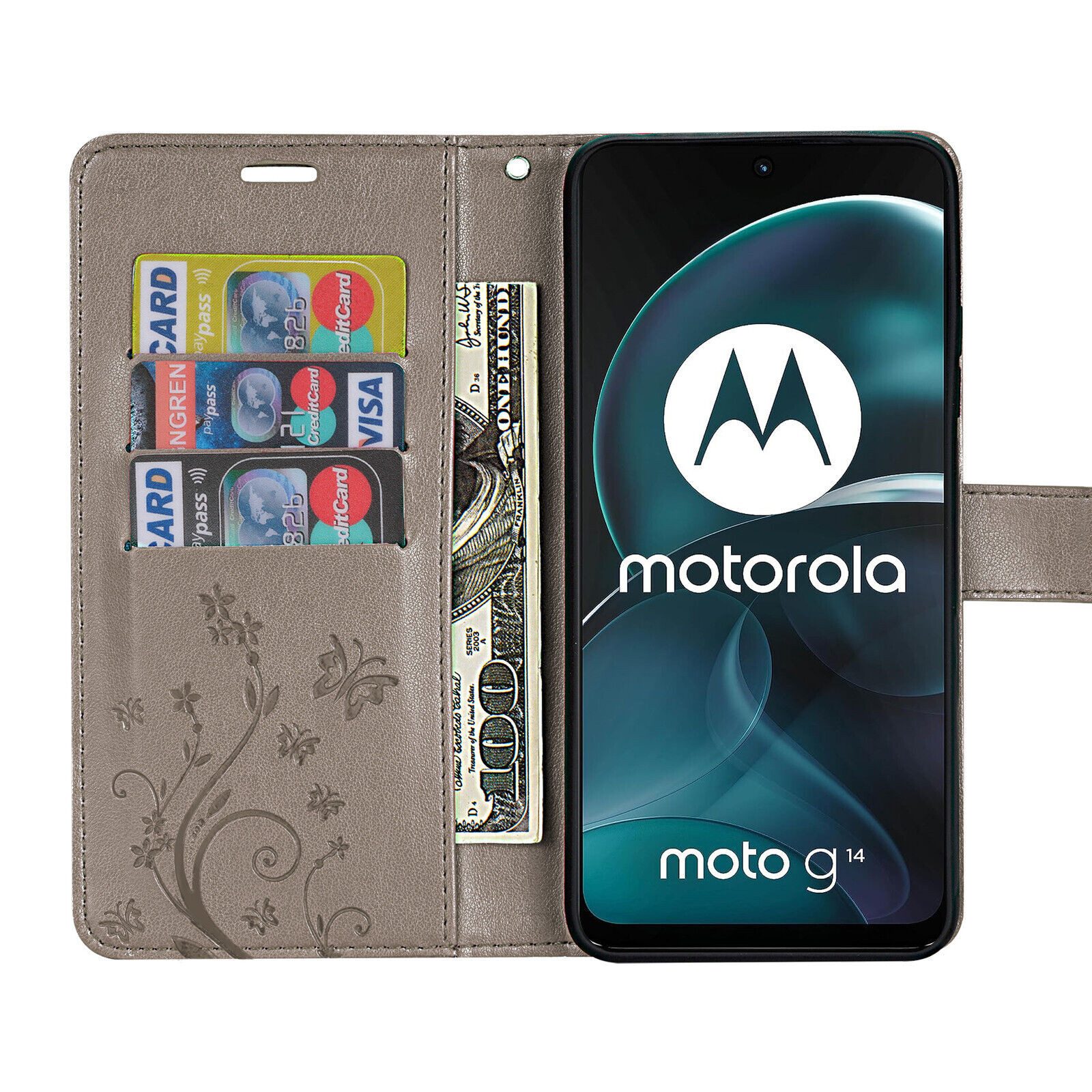 betterfon Handyhülle Handytasche für Motorola Moto G14 Klapphülle Klapphülle, Bookstyle-Hülle: Magnetverschluss 3 Kartenfächer & Standfunktion