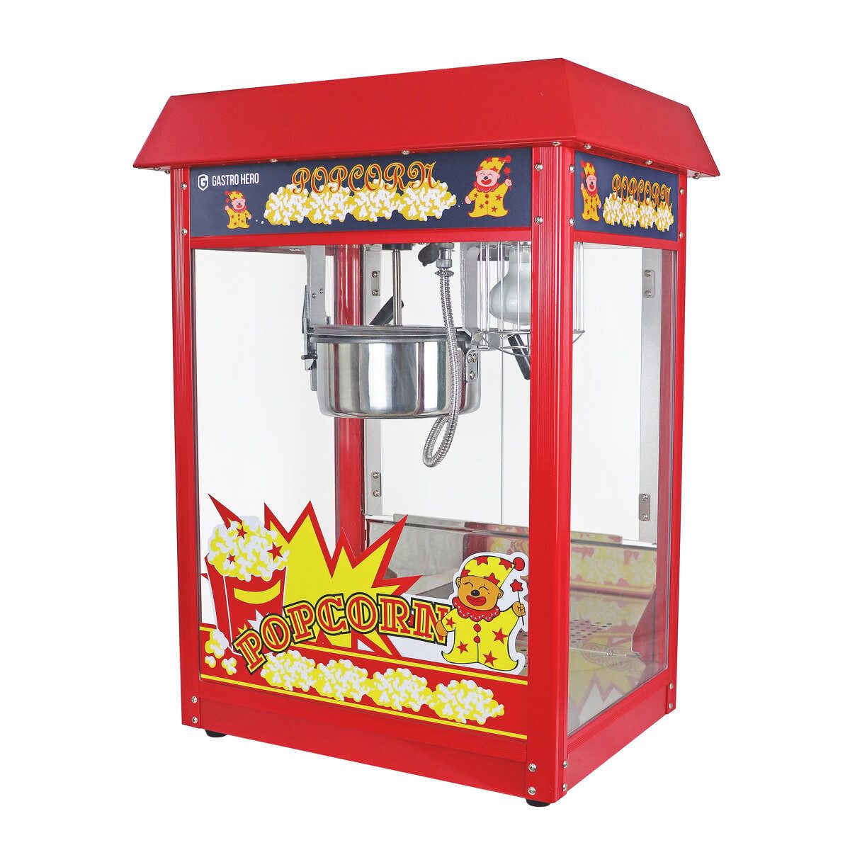 GastroHero Popcornmaschine Popcorn Maker 5 kg/h - Gastro - Party - Event, Popcornautomat, schwenkbarer Kessel, 3 Min. pro Portion