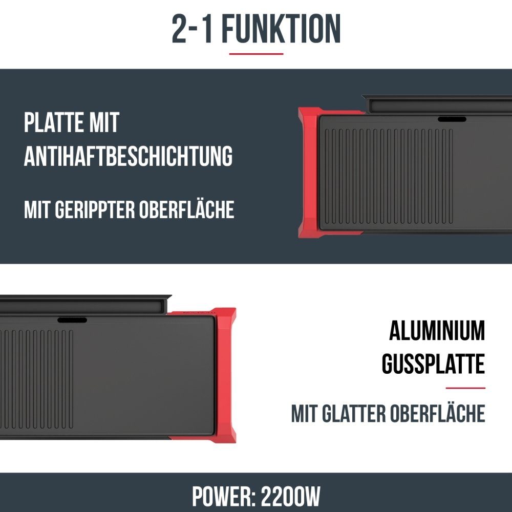 60 Thomson cm Kompakt-Küchenmaschine W rot, Plancha THPL960G 2200 / Tischgrill THOMSON Elektrogrillplatte