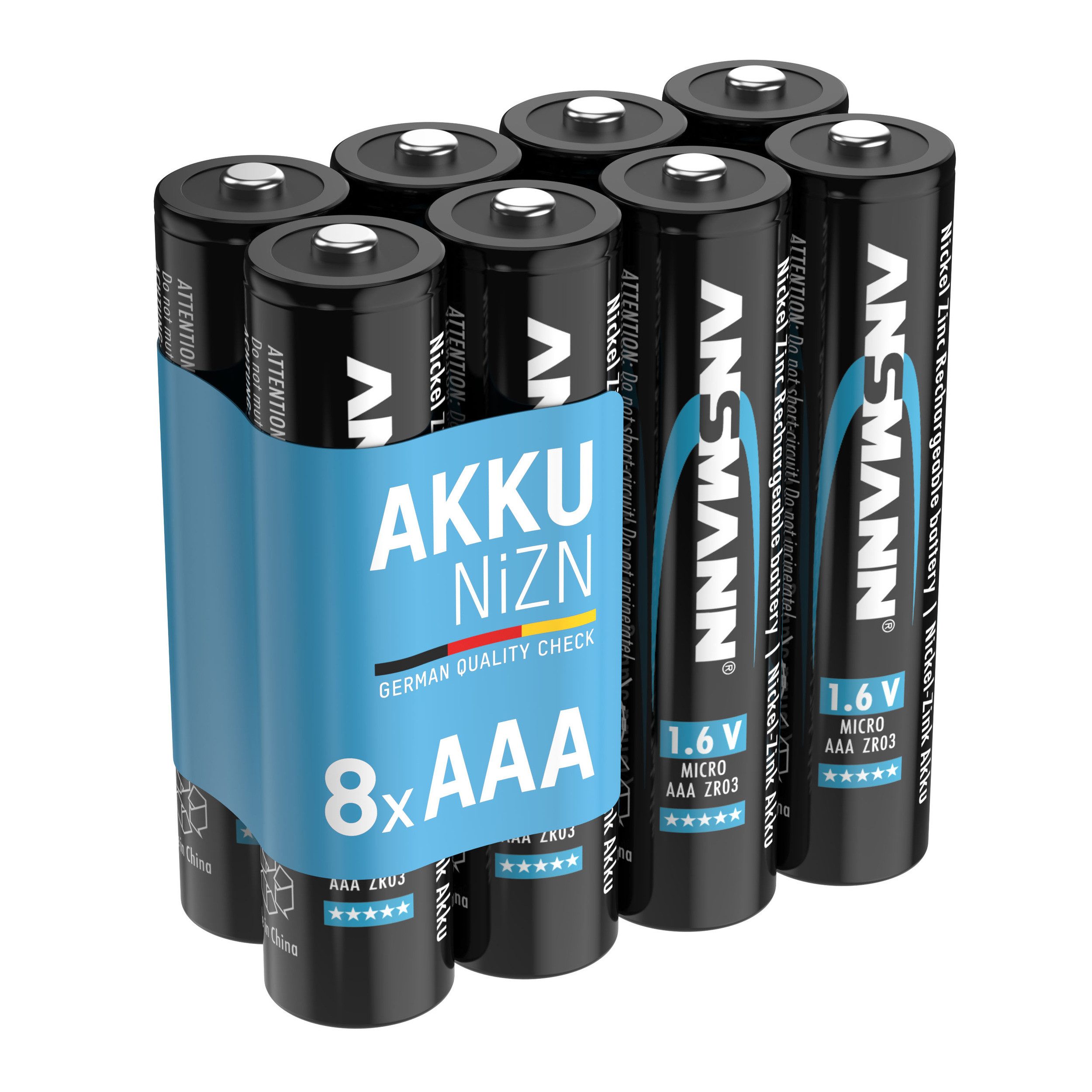 Micro Akku AAA 1,6V 550mAh (900mWh) NiZn, 8 Stück wiederaufladbar Akku