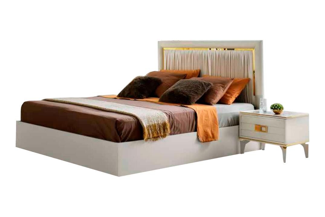 JVmoebel Bett Rechteckig Bett Weiß Einfarbig Modern Design Textil Schlafzimmer Stil (1-tlg., Nur Bett), Made in Europa