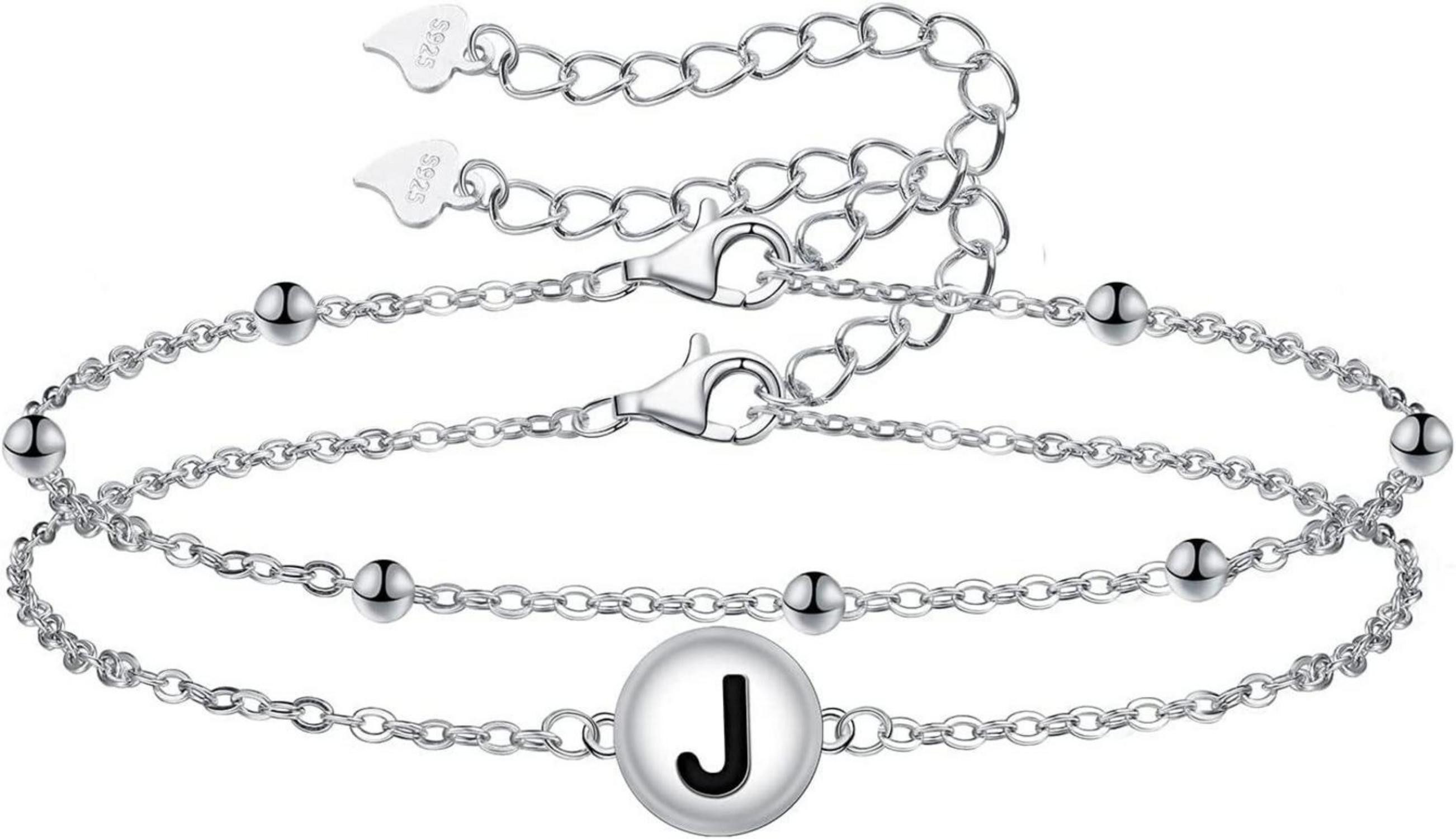 LuxusKollektion Ketten und Armband Set Buchstaben Armband Damen 925 Sterling Silber Verstellbares Herzarmband
