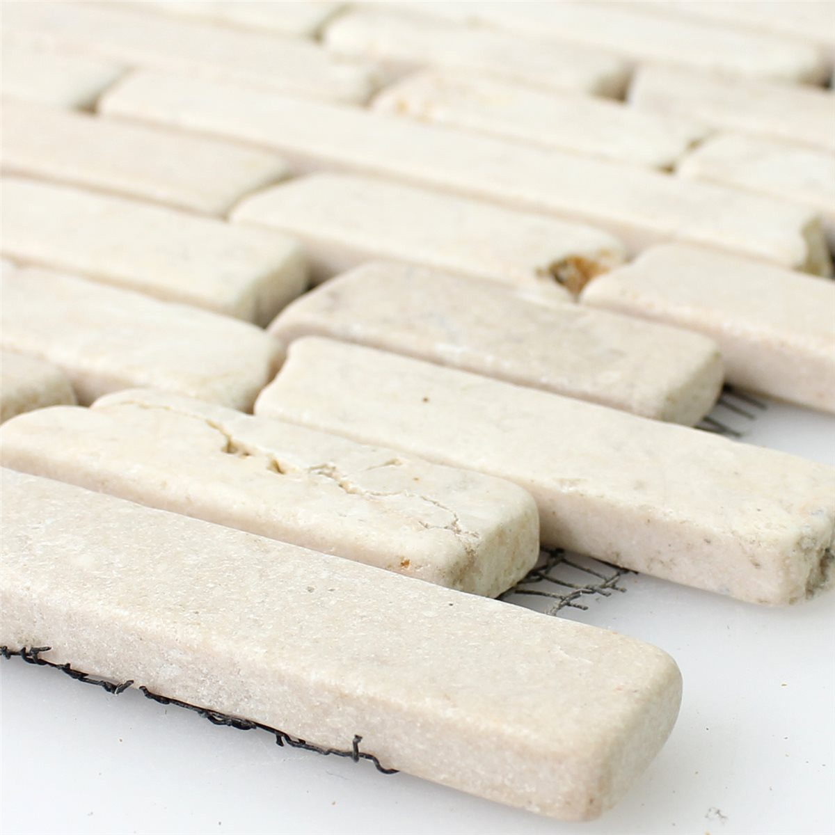 Mosafil Mosaikfliesen Naturstein Marmor Mosaikfliesen Bali Brick, Naturstein-Marmor 30.500×30.500, beige, Verlegefertig auf ein Netz geklebt – Frostsicher – Wasserfest –