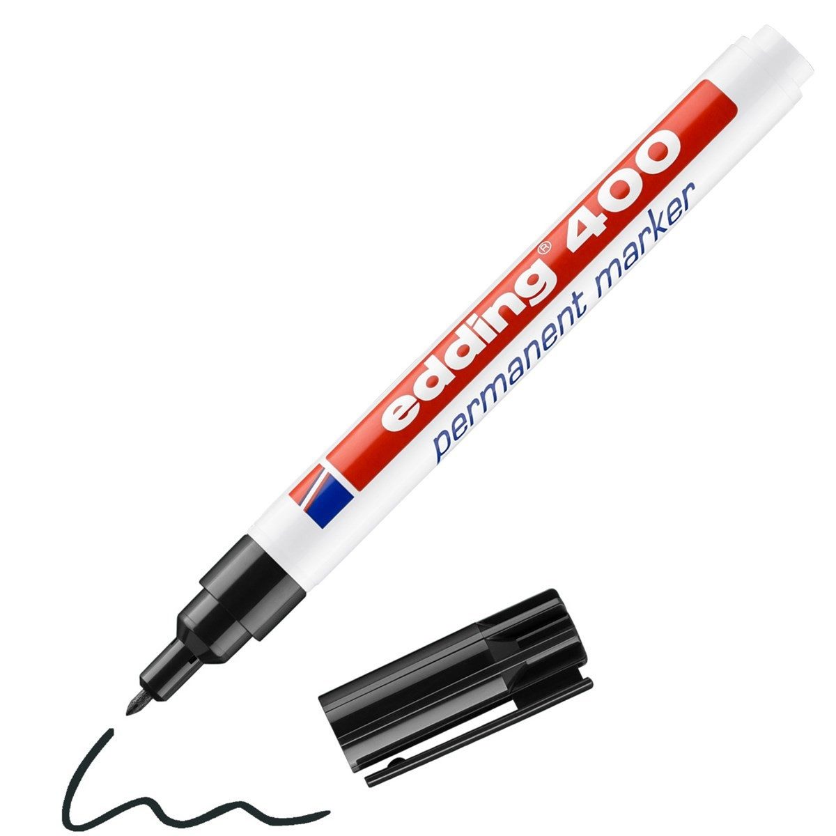 edding Permanentmarker Permanentmarker 400 mit Rundspitze 1 mm schwarz, geruchsarm wisch und wasserfest lichtbeständig