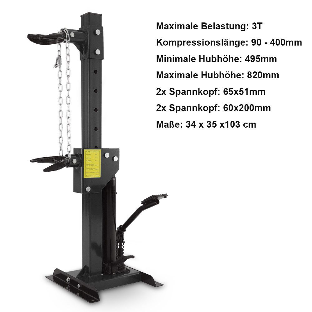 Bituxx Demontagewerkzeug Federbeinspanner Hydraulisch 3T Schwarz, B: 35 cm, L: 34 cm, (5-tlg., MS-19530) – Bild 2 von 5