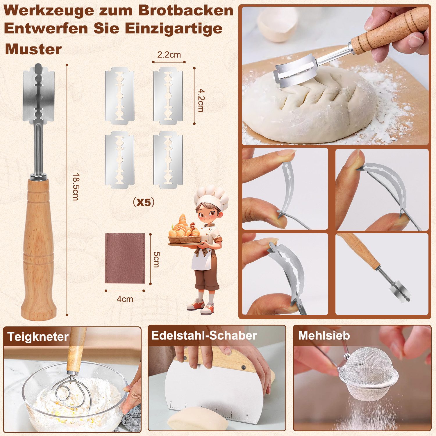 OSTWOLKE Gärkorb 2x Gärkörbchen Silicone Oval und Rund Komplettes Gärkörbchen Set, (1-tlg)