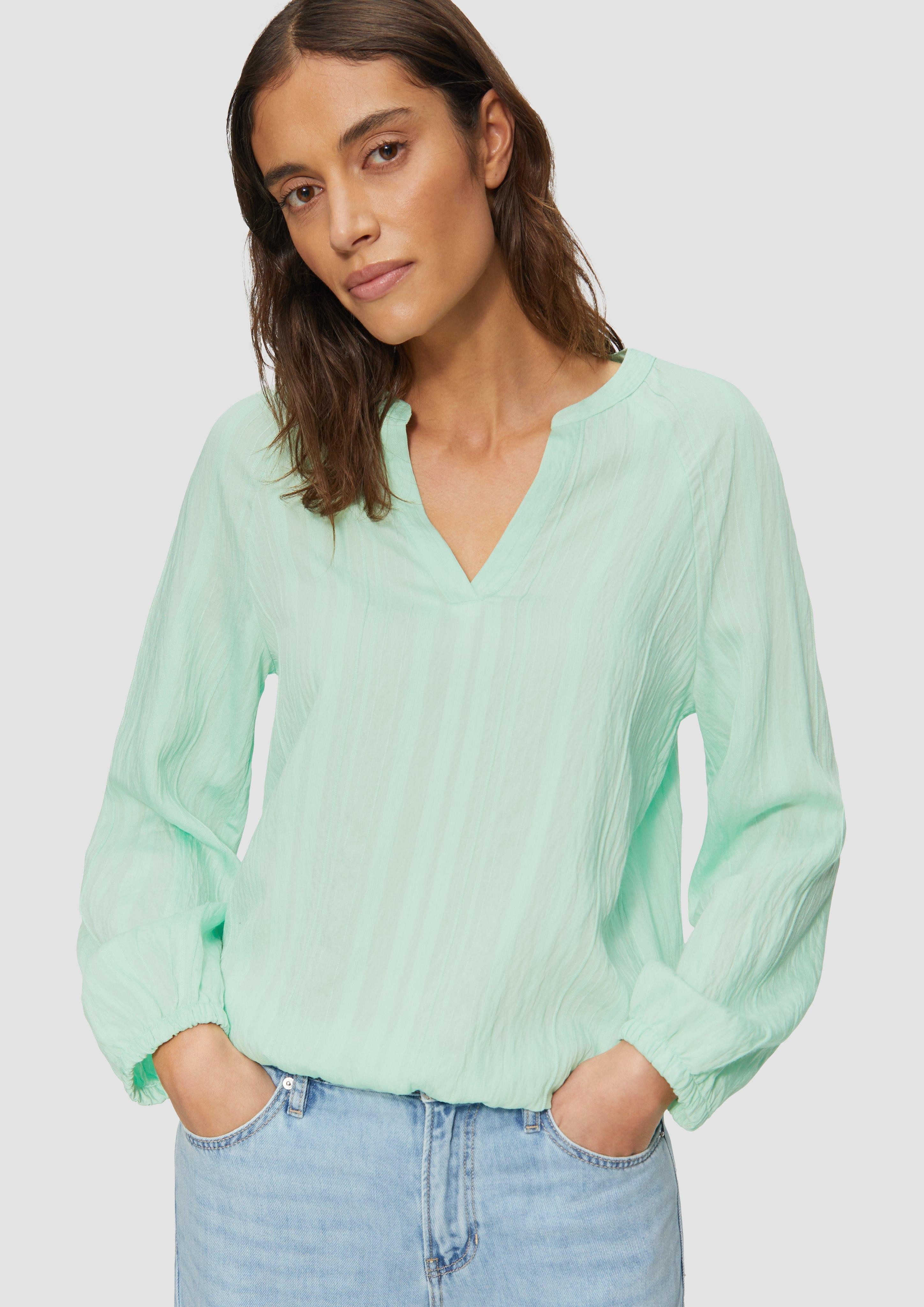 Langarmbluse Bluse mit Strukturstreifen