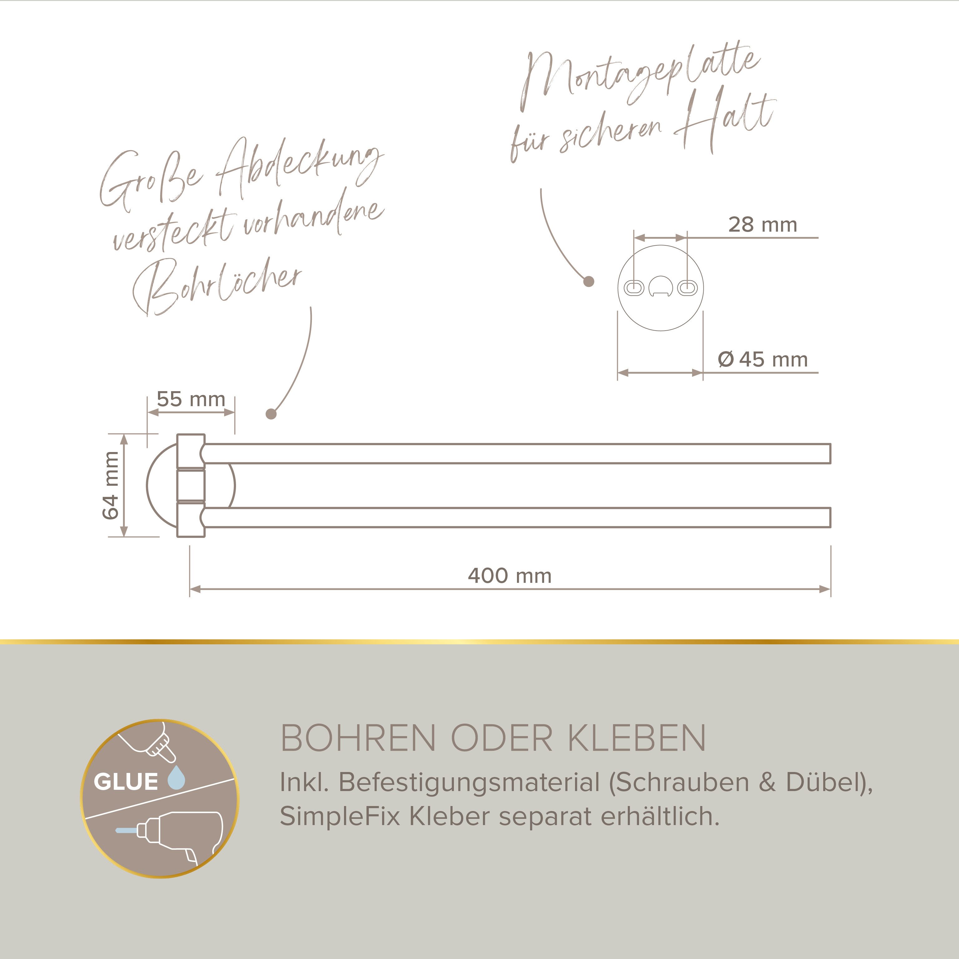 Lenz Doppelhandtuchhalter HYGGE, VIDA, einklappbare Arme