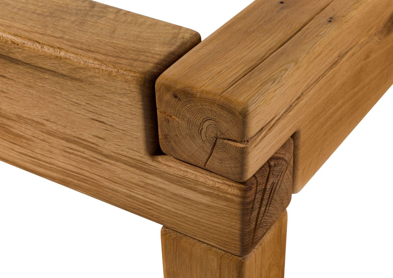 Massivmoebel24 Massivholzbett BALKENMÖBEL (Balkenbett Wildeiche 140x200x88,5 natur geölt KRAKAU #201), Balkenbett Wildeiche 140x200x88,5 natur geölt KRAKAU #201