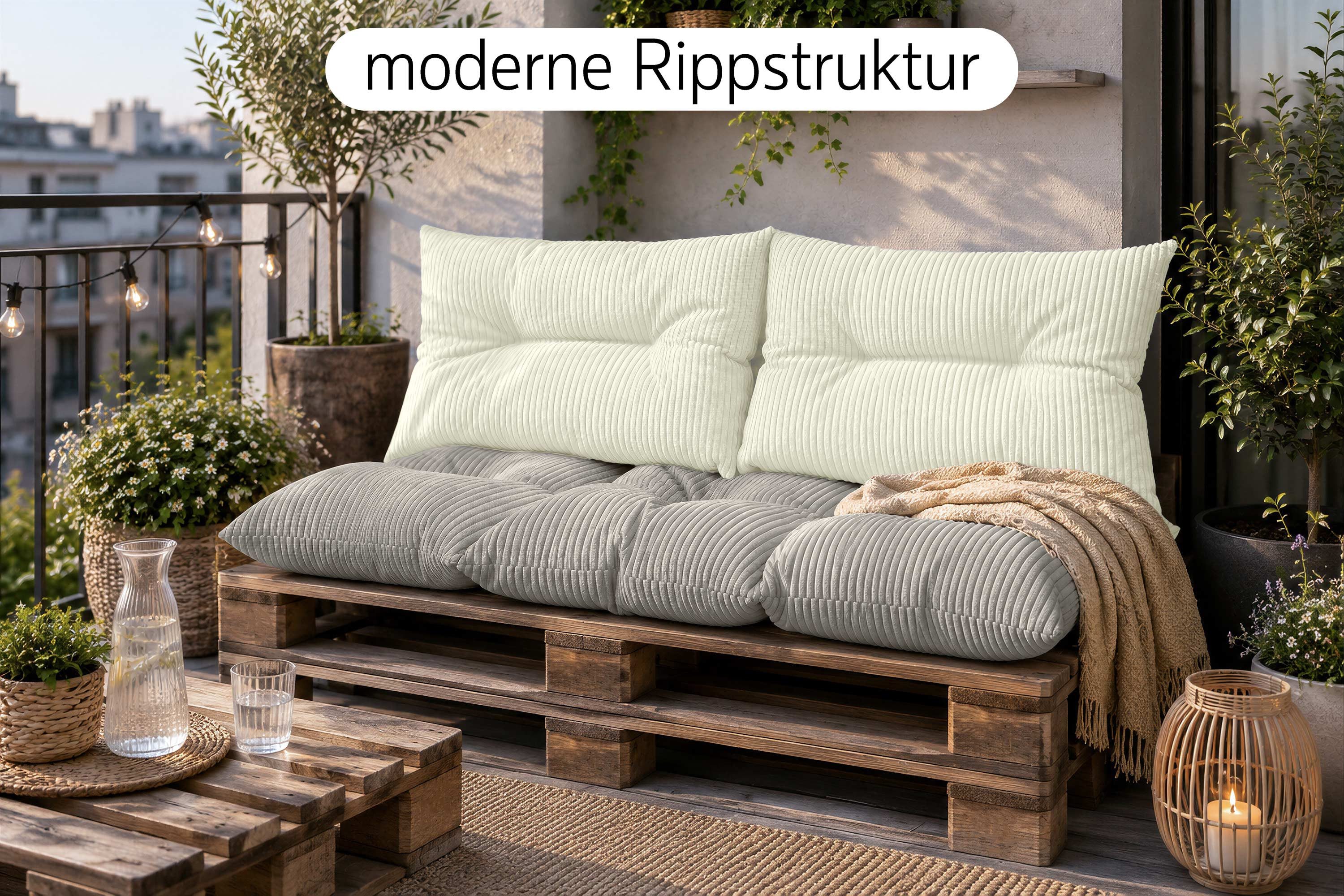 Amilian Palettenkissen Palettenauflagen Set 3-tlg., 120x80 cm + 2x 40x60 cm, für Palettenmöbel, Balkon, Terrasse und Wohnbereich