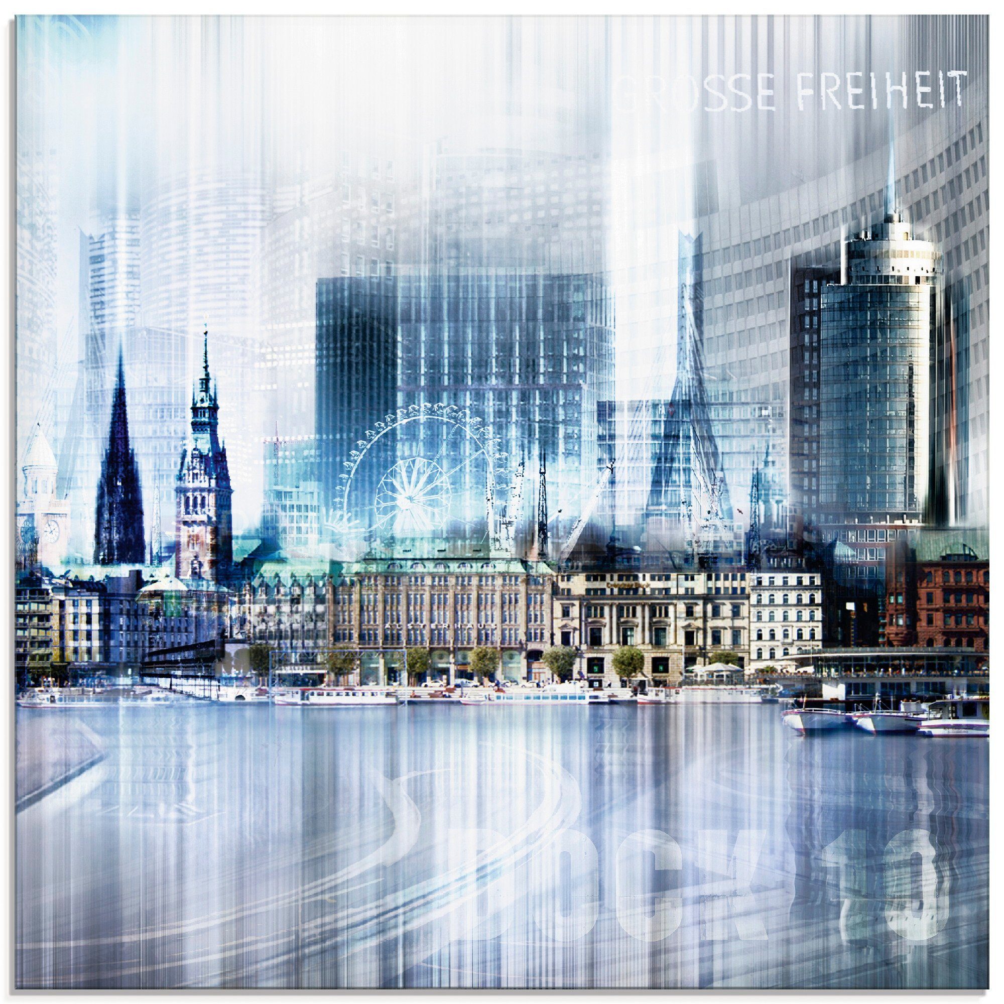 Artland Glasbild Hamburg Abstrakte Collage, Deutschland (1 St), in verschiedenen Größen | Bilder