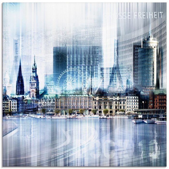 Artland Glasbild Hamburg Abstrakte Collage Deutschland (1 St) in verschiedenen Größen