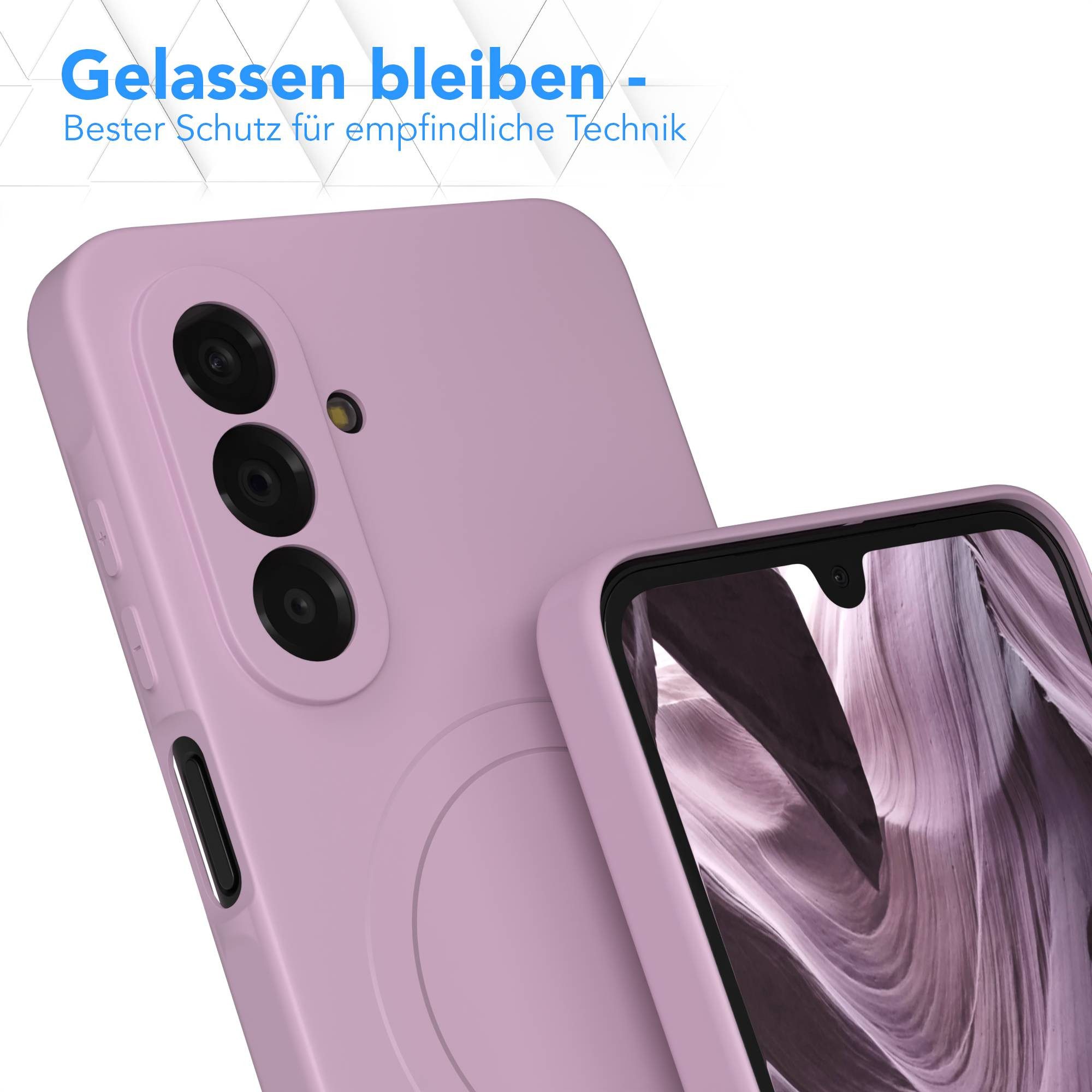 EAZY CASE Handyhülle MagSafe Silikon für Samsung Galaxy A17 6,7 Zoll, MagSafe Slimcover Kameraschutz Qi-Charging Softcover weich Flieder – Bild 4 von 5