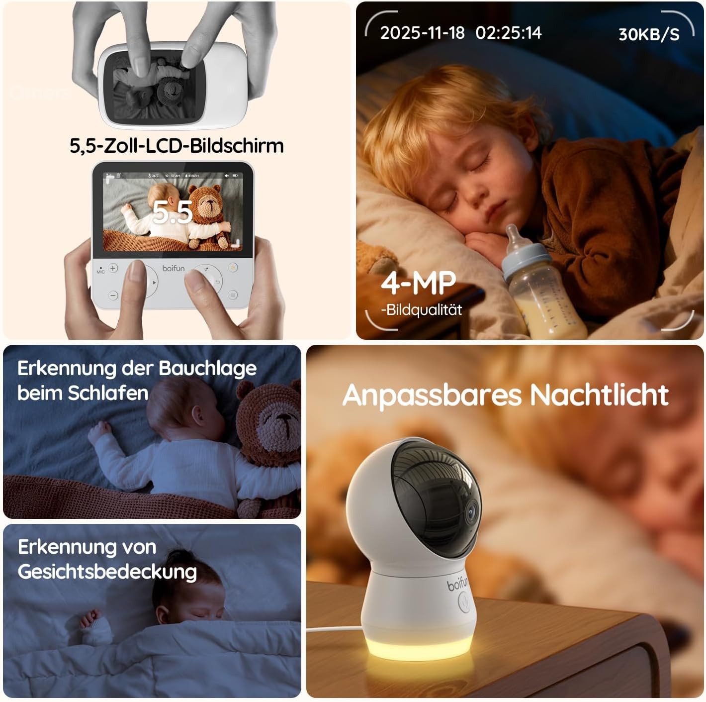 Boifun 5.5" 4MP Babyphone - Bild 4