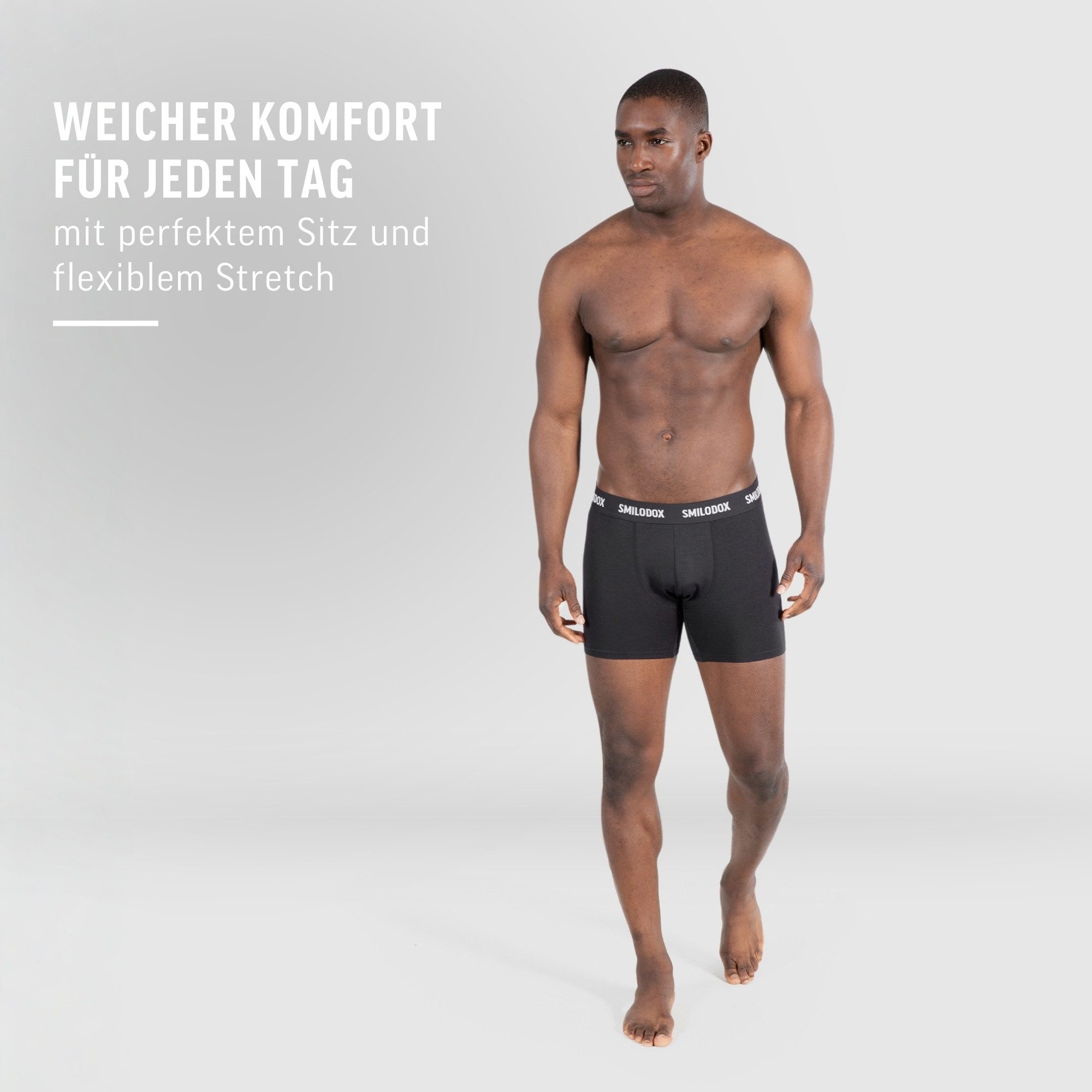 Smilodox Boxershorts Modal, 3er Set Unterhosen, Normaler Bund, Elastisch & Atmungsaktiv Shaped Fit, Modalfasern, Mittellang, Logo Waistband, Unterwäsche