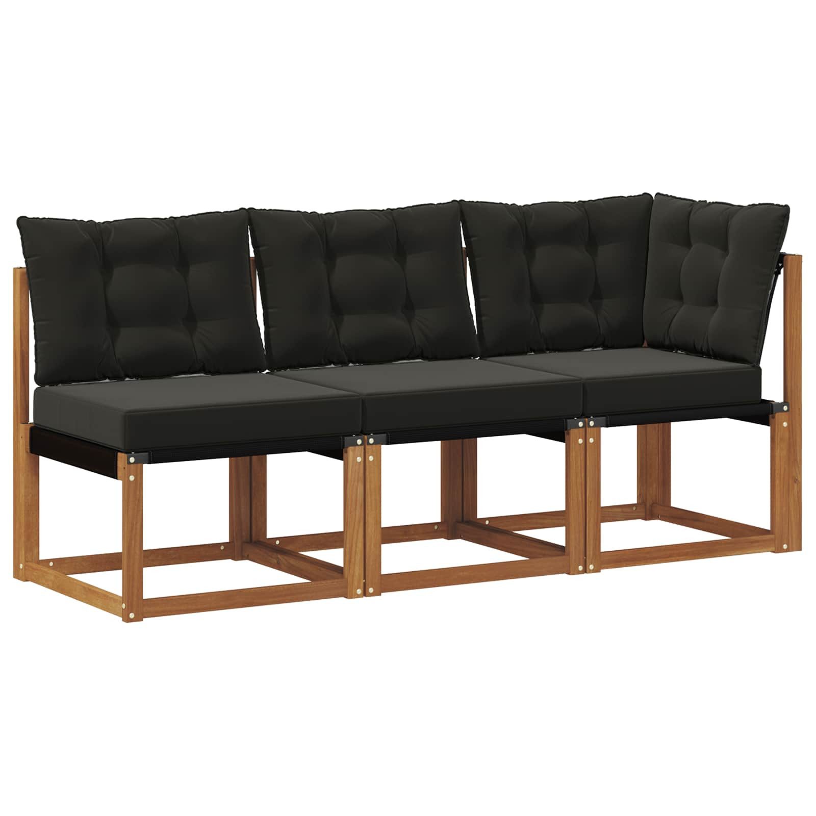 vidaXL Sofaelement 3 stk. Outdoor Mittel- und Ecksofa Natur (3 St)