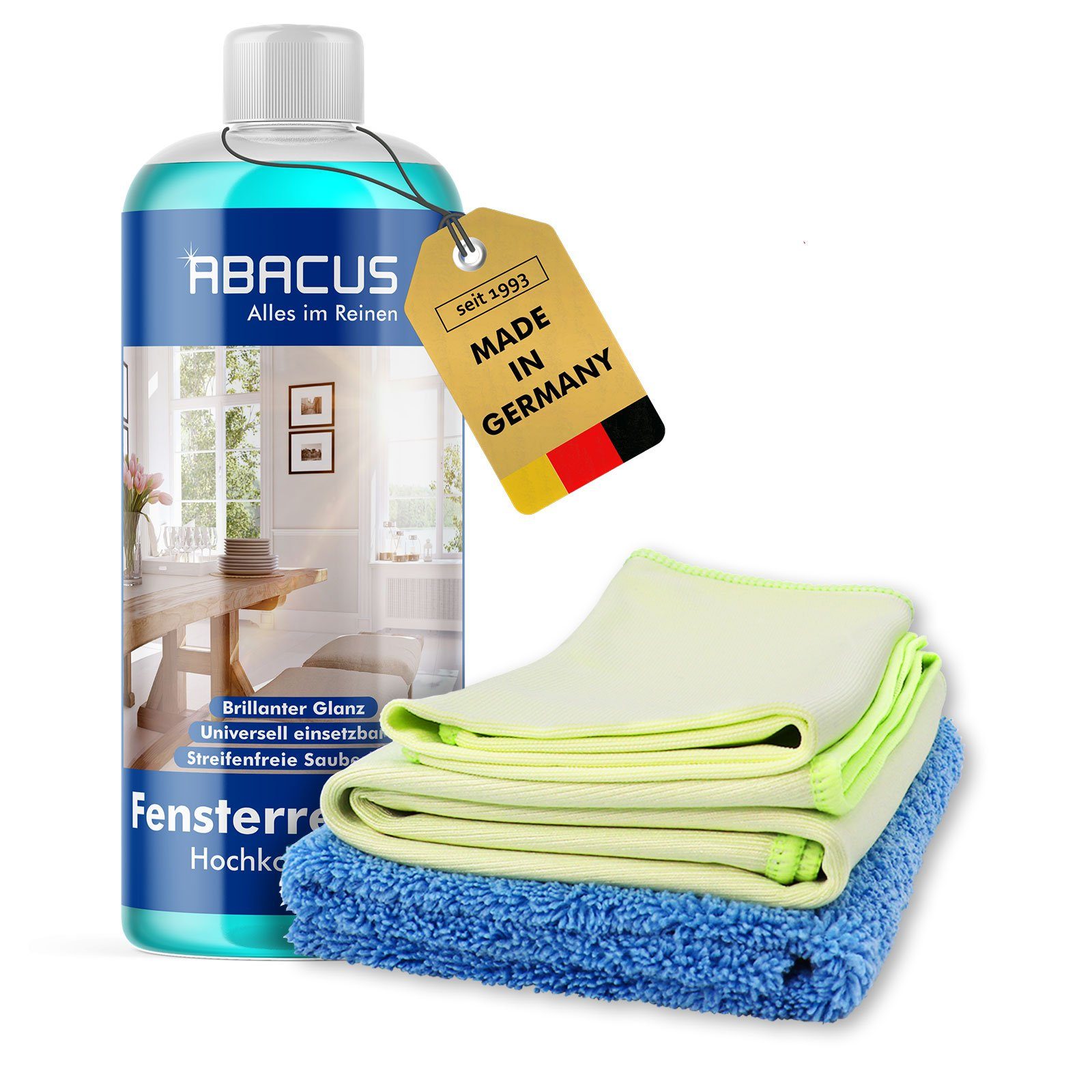 ABACUS Fensterreiniger Glasreiniger Scheibenreiniger Konzentrat Glasreiniger (Materialschonend, [4-St. Vielseitig einsetzbar Streifenfreie Sauberkeit)