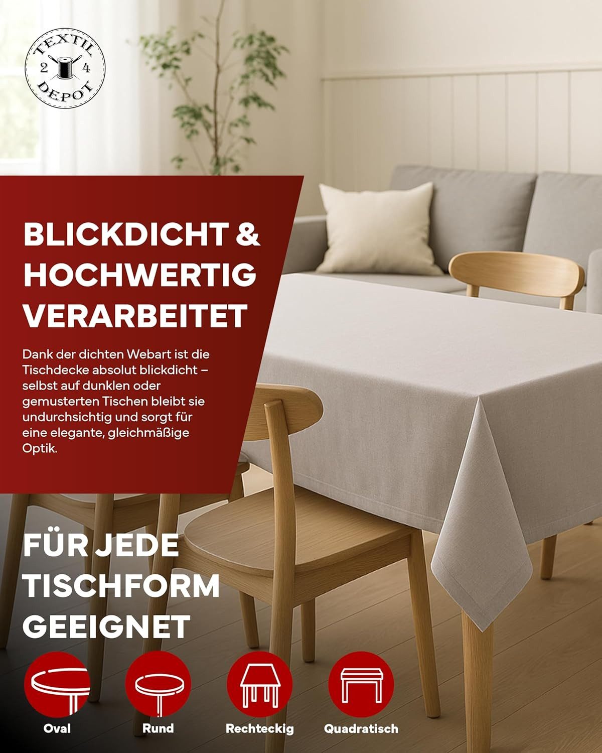 texpot Tischdecke Lotuseffekt Leinenoptik Bügelfrei Fleckschutz wasserabwei günstig online kaufen