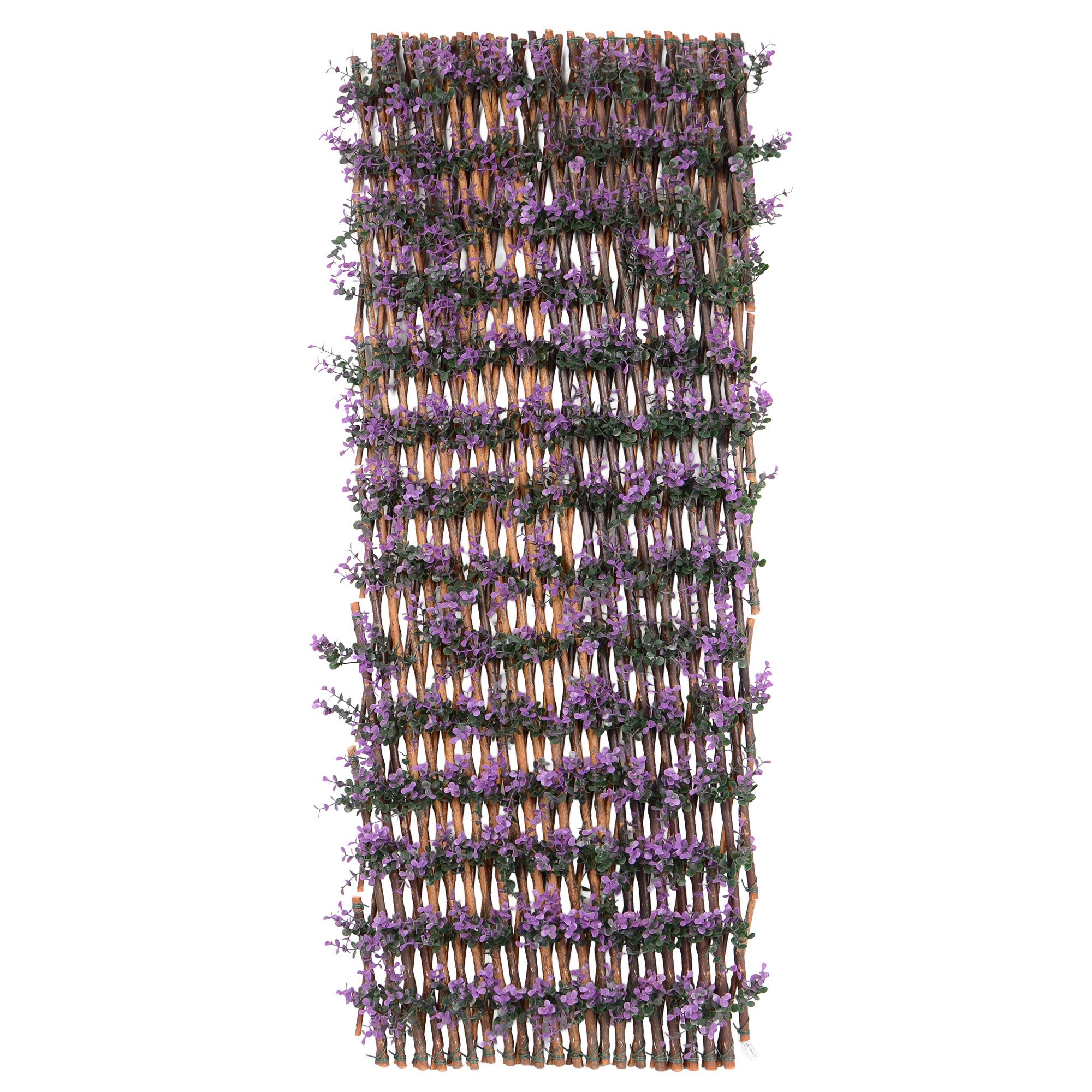 UNUS GARDEN Rankgitter Sichtschutz aus Weide mit Blättern verschiedene Farben, 200 cm × Höhe ca. 100 cm, Rankgitter, Sichtschutz für Balkon, Terrasse und Garten