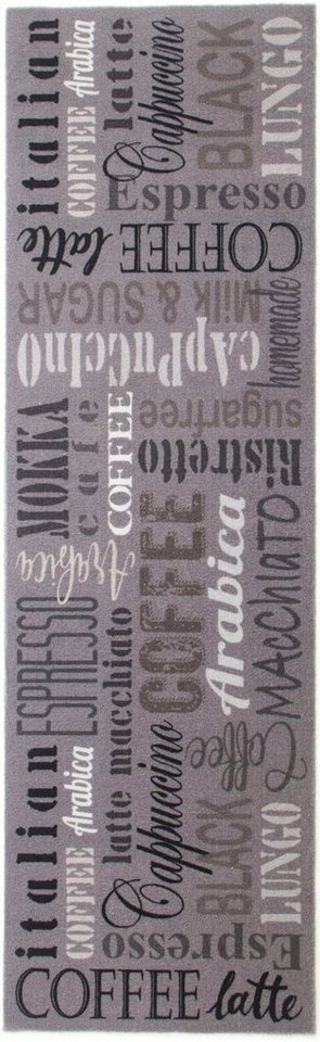 Küchenläufer COFFEE, Primaflor-Ideen in Textil, rechteckig, Höhe: 6,5 mm,  mit Schriftzug, Größe 50x150 cm, rutschhemmend, waschbar, Küche
