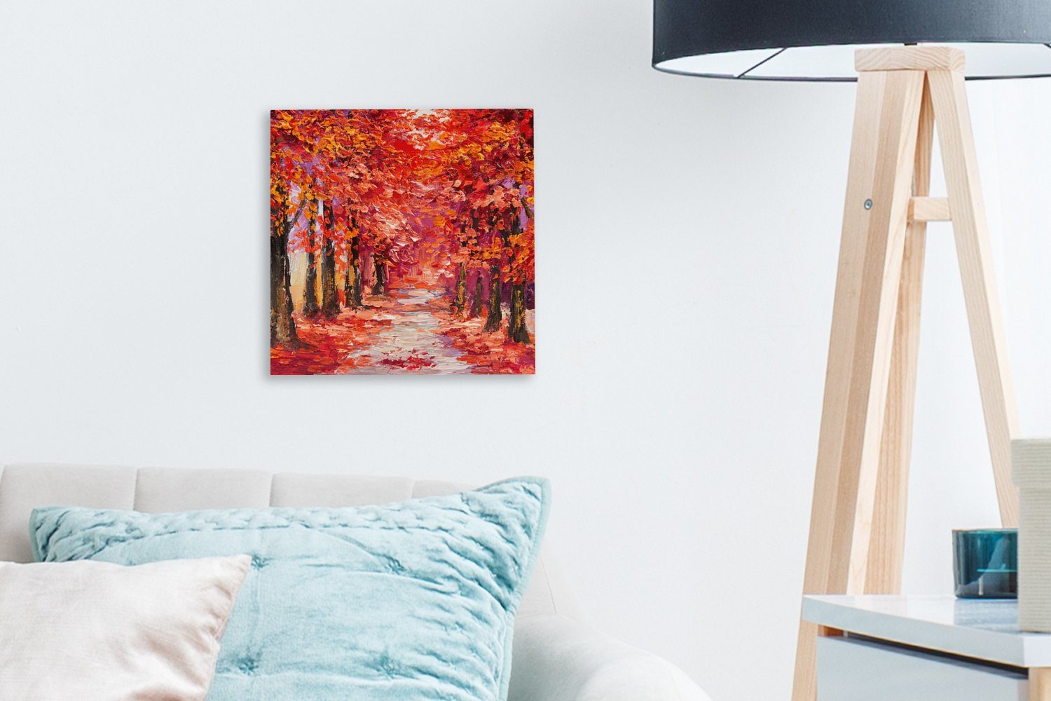 - Bilder Gemälde Gemälde Wohnzimmer - - Leinwand St), für (1 Ölgemälde, OneMillionCanvasses® Schlafzimmer Herbst Bäume