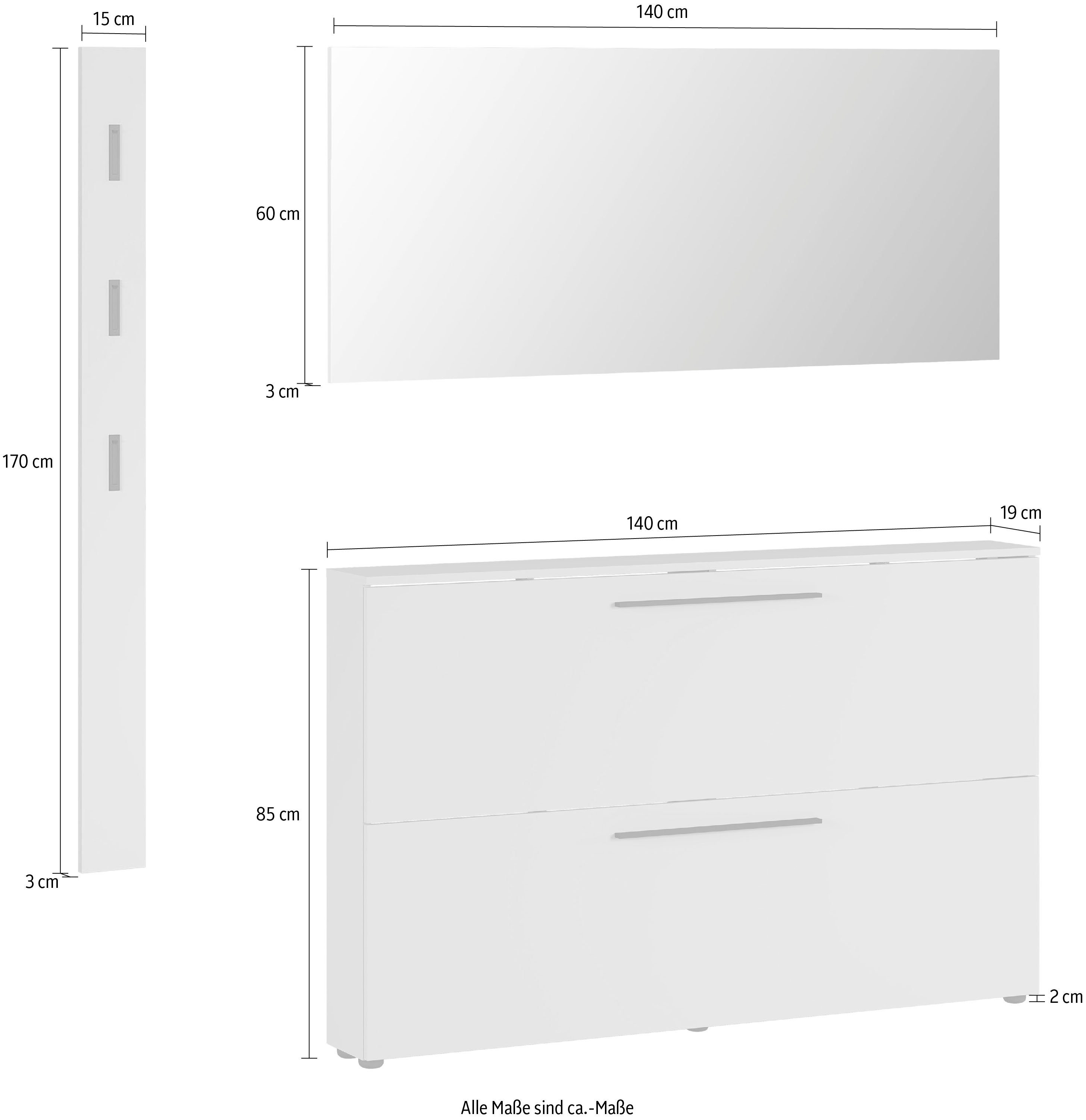 (Set, 4-St) Weiß GERMANIA GW-Utah, Garderoben-Set