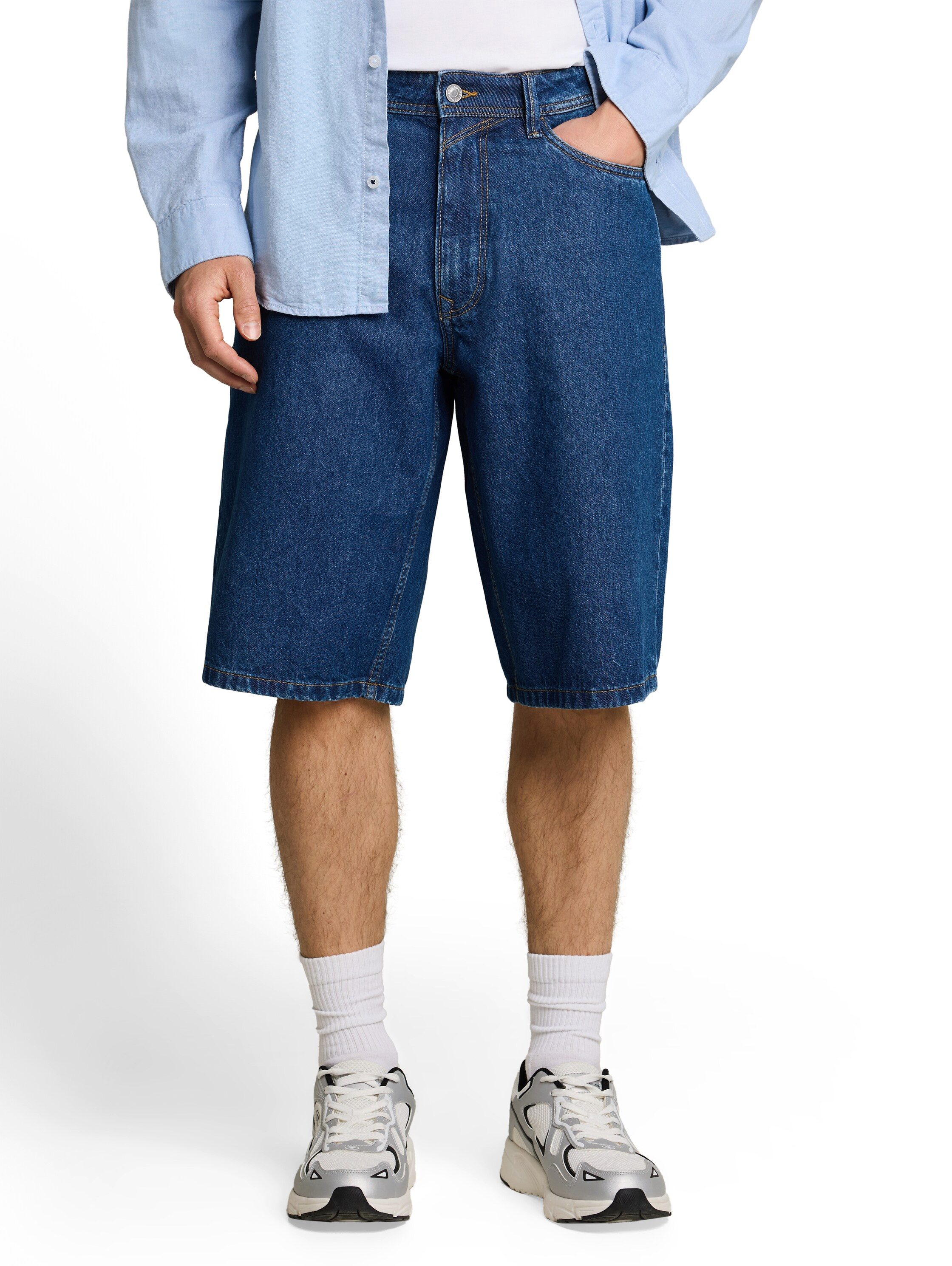 TOM TAILOR Denim Jeansshorts aus Baumwolle, mit Gürtelschlaufen