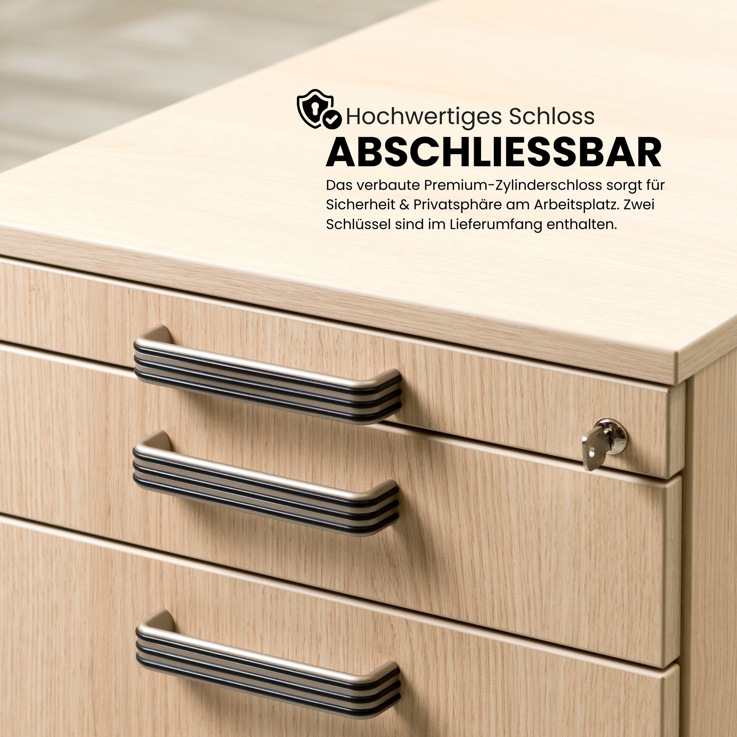 bümö Container office Standcontainer - mit 4 Schubladen Dekor: Grau mit Streifengriff (Kunststoff)