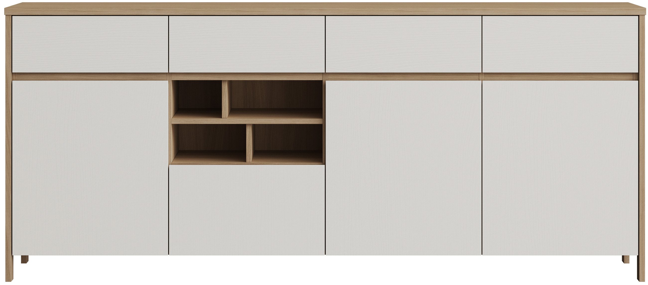 Home affaire Sideboard Stranda, moderner Schrank, Kommode im Scandi-Style, 198 cm breit, elegante Rahmenoptik, ausreichend Stauraum, vielseitig einsetzbar