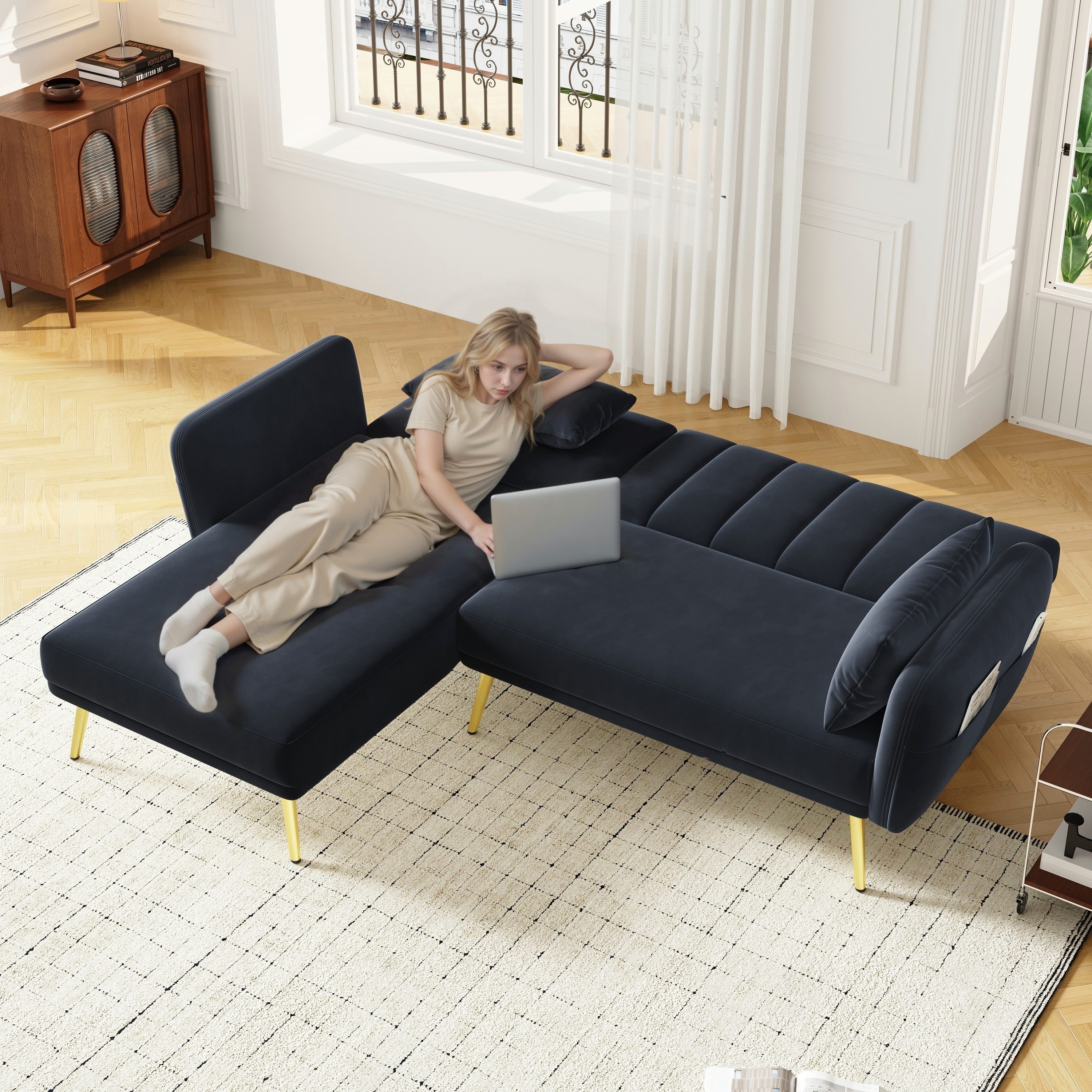 TavilaEcon Ecksofa Multifunktionales L-förmiges Sofa, Klappsofa mit Schlaff günstig online kaufen