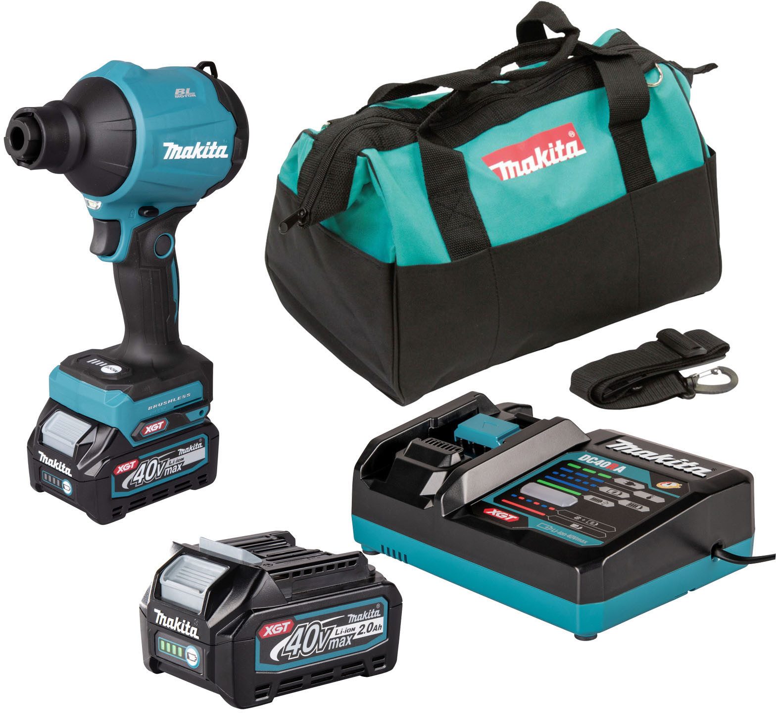 Makita Akku-Gebläse »AS001GA102«, (2 St., XPT - Extreme Protection Technology, 40V max), Inkl. Akku BL4020 und Schnellladegerät DC40RA